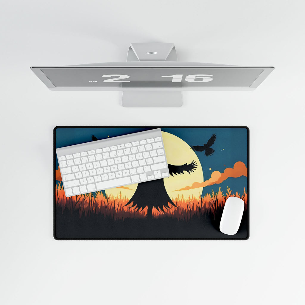 Halloween Scarecrow Nightfall Desk Mat, Spooky Desk Pad, Autumn Mouse Pad, Fall Office Decor, Scarecrow Table Mat