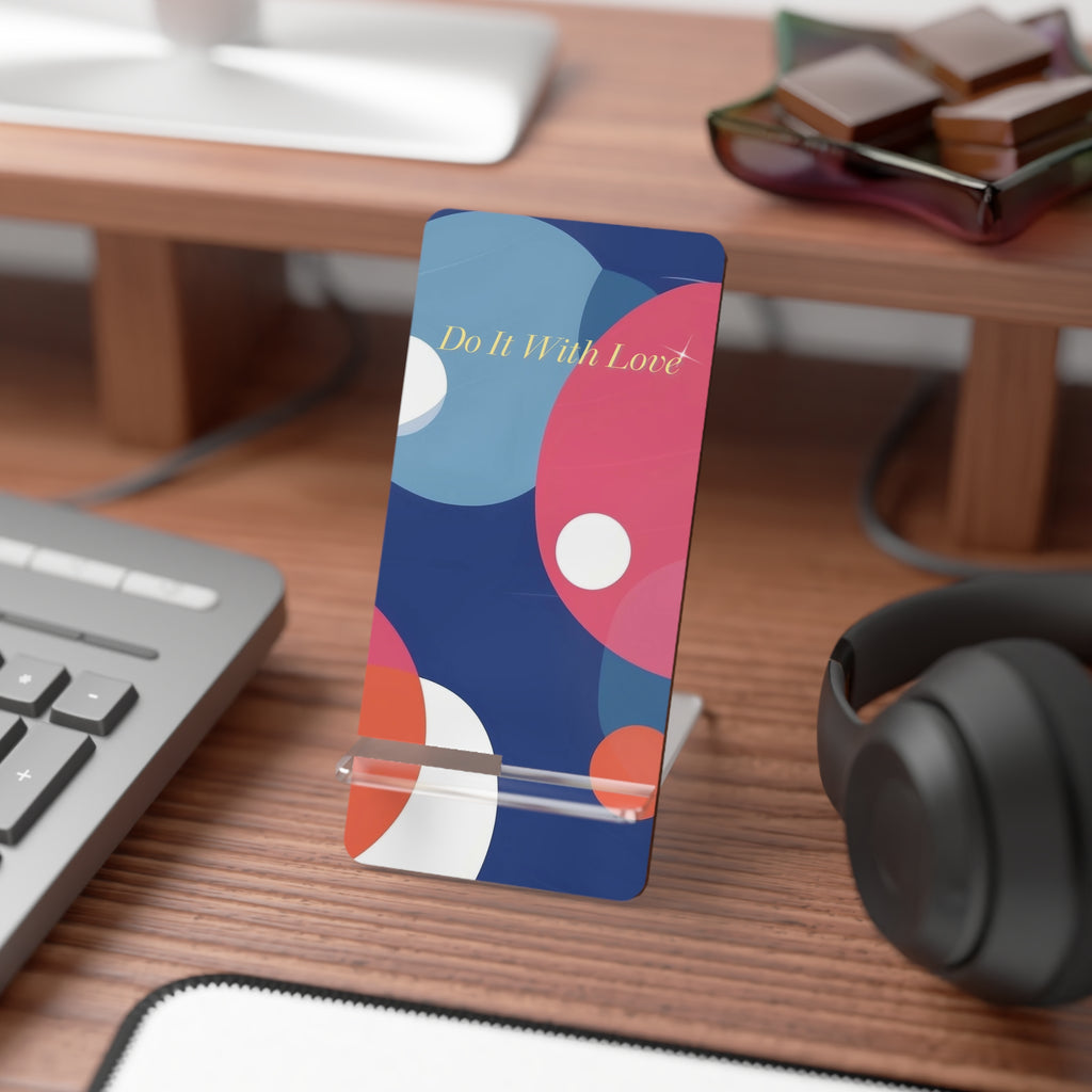 Phone Stand, 'Do it with love' Decor, Smartphone Holder, Desk Organizer, Gift for Tech Lover, Wooden Phone Dock, Office Accessories