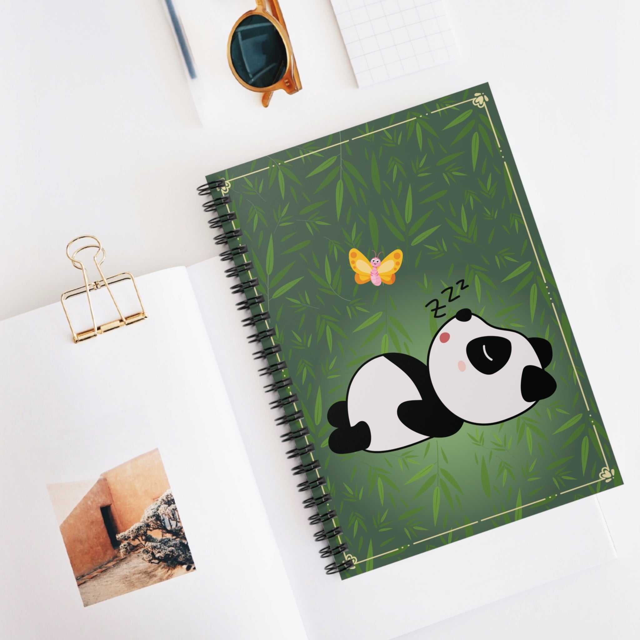 Notebook - Cute Panda Bamboo Forest Ruled Line Spiral Notebook