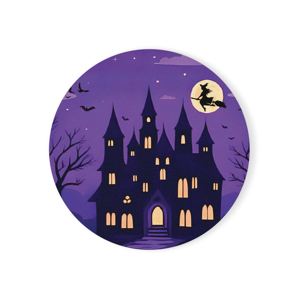 Coaster Set, Halloween Decor, Spooky House Coasters, Creepy Mansion Barware, Haunted Mansion Glow, Halloween Party Supplies