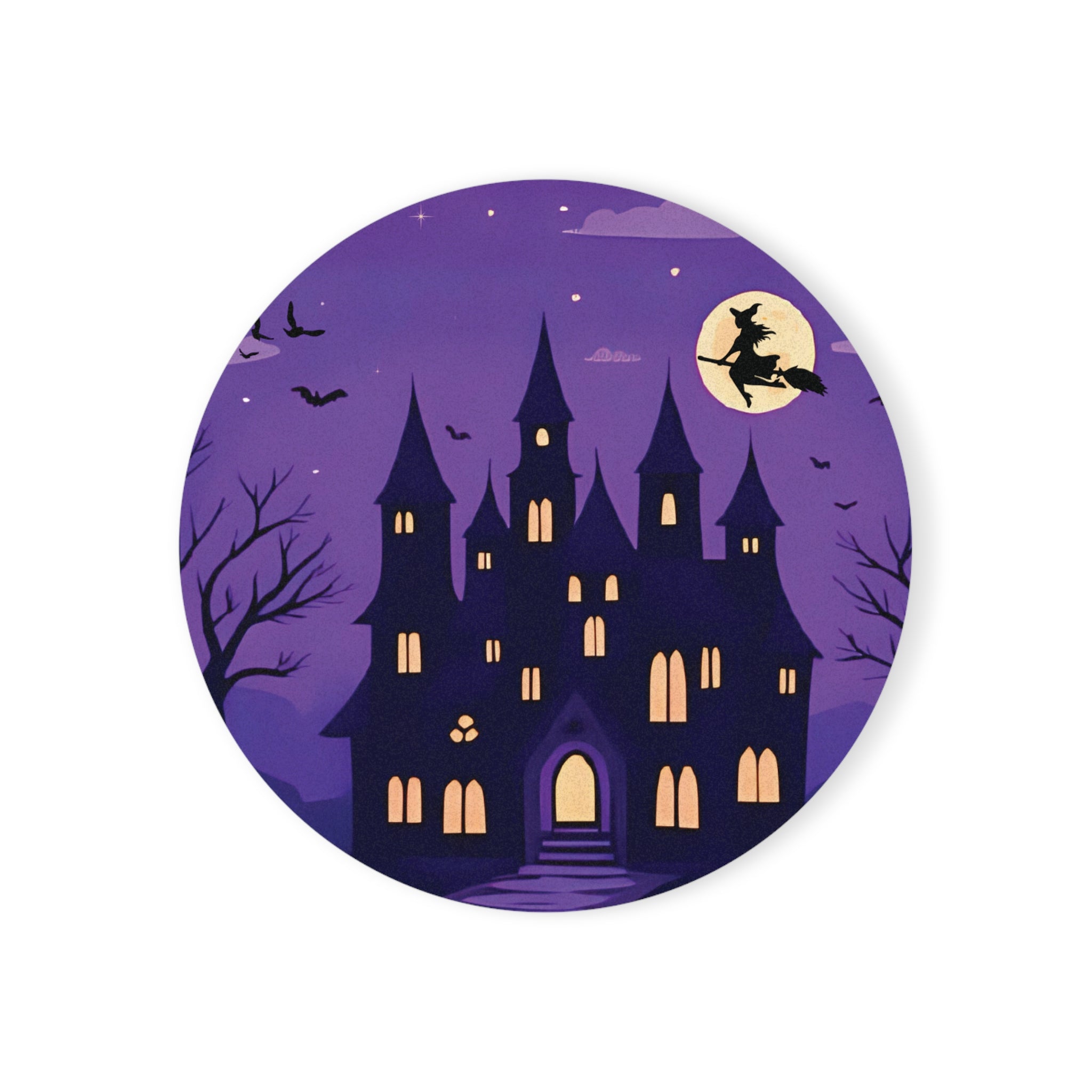 Coaster Set, Halloween Decor, Spooky House Coasters, Creepy Mansion Barware, Haunted Mansion Glow, Halloween Party Supplies