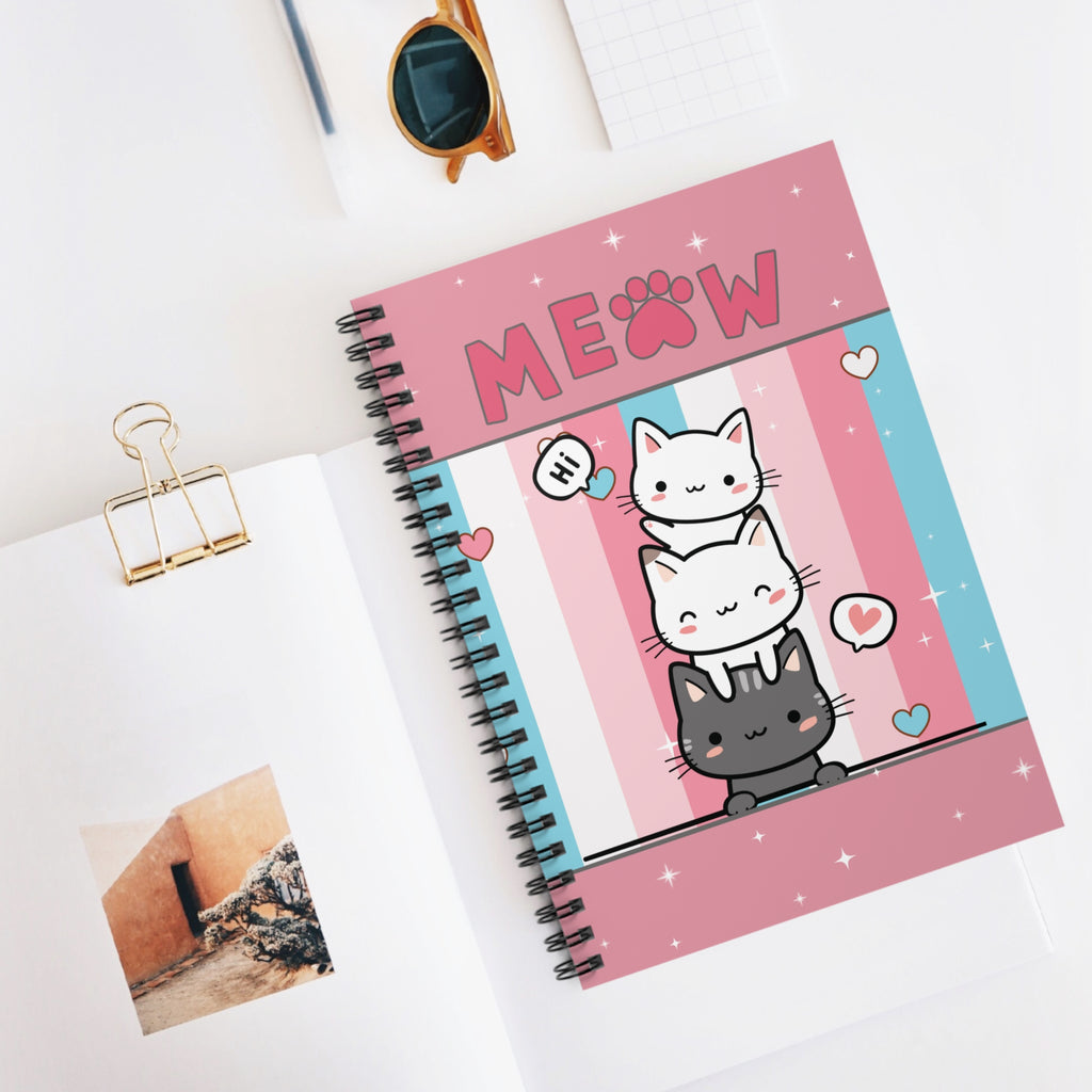 Stacked Kitties Spiral Notebook - Ruled Line