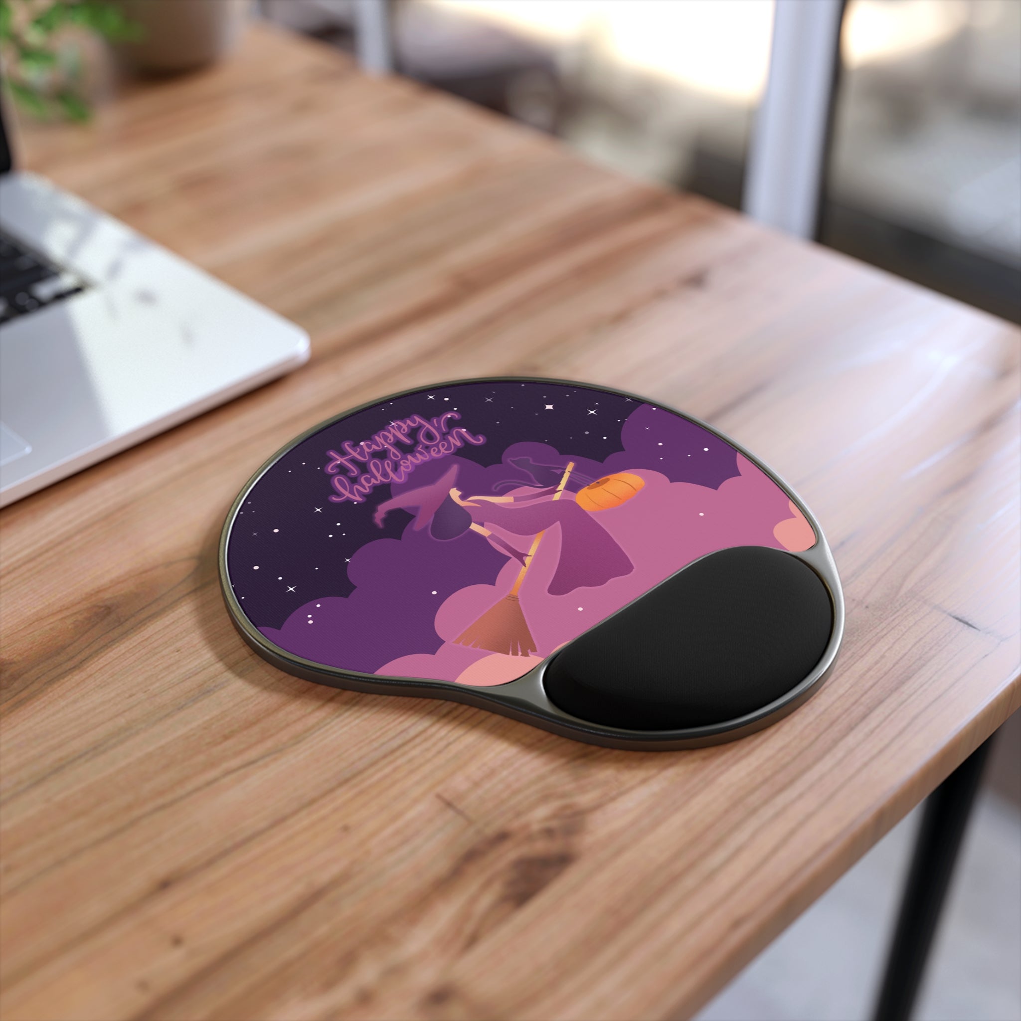 Mouse Pad With Wrist Rest - Indigo Cute Witchy Vibes
