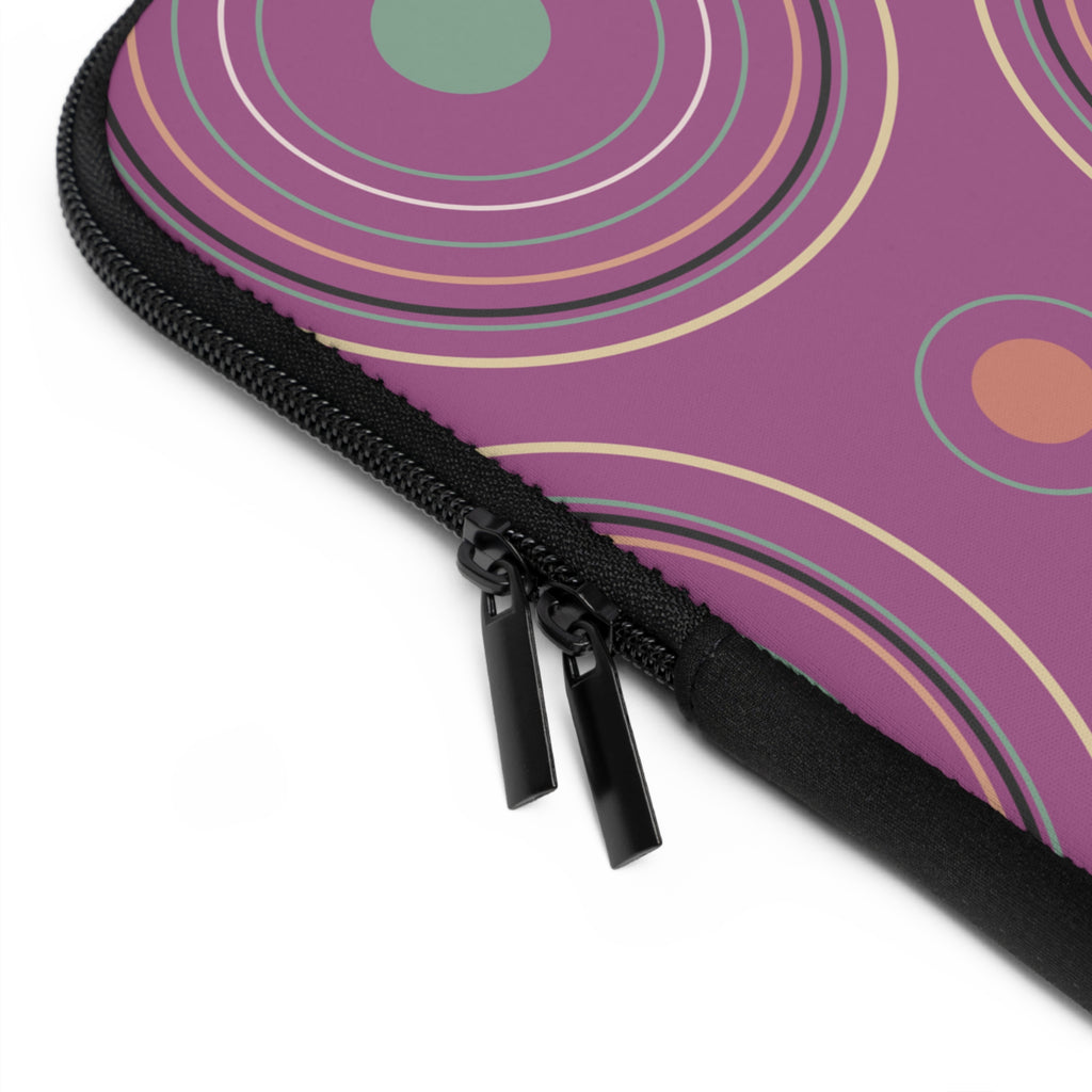Midnight Whiskers Laptop Sleeve - Retro Mauve & Mint Tones, Protective Computer Case, Stylish Electronics Cover, Trendy Tech Gear, Unique