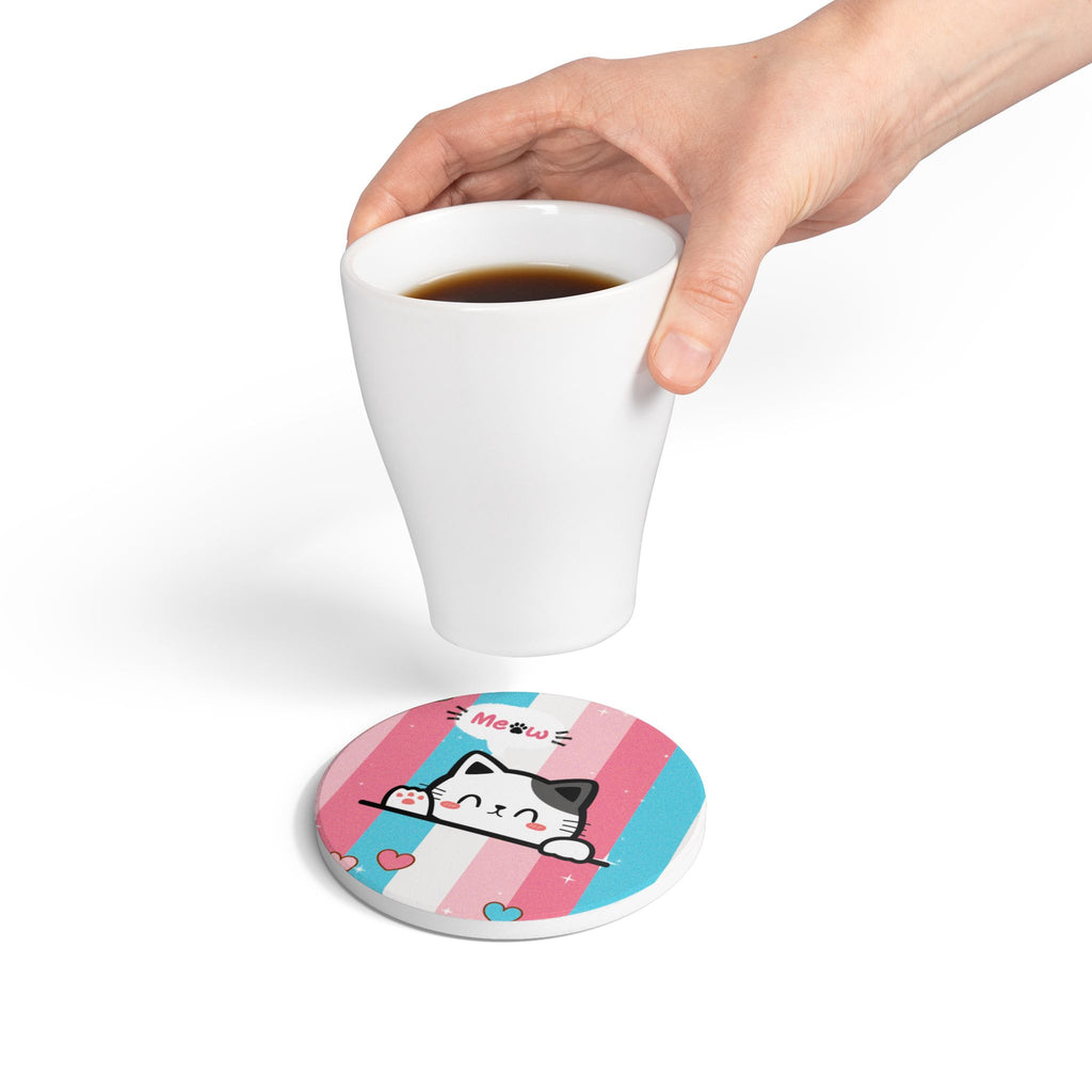 Ceramic Coaster - Cute Kitty Design
