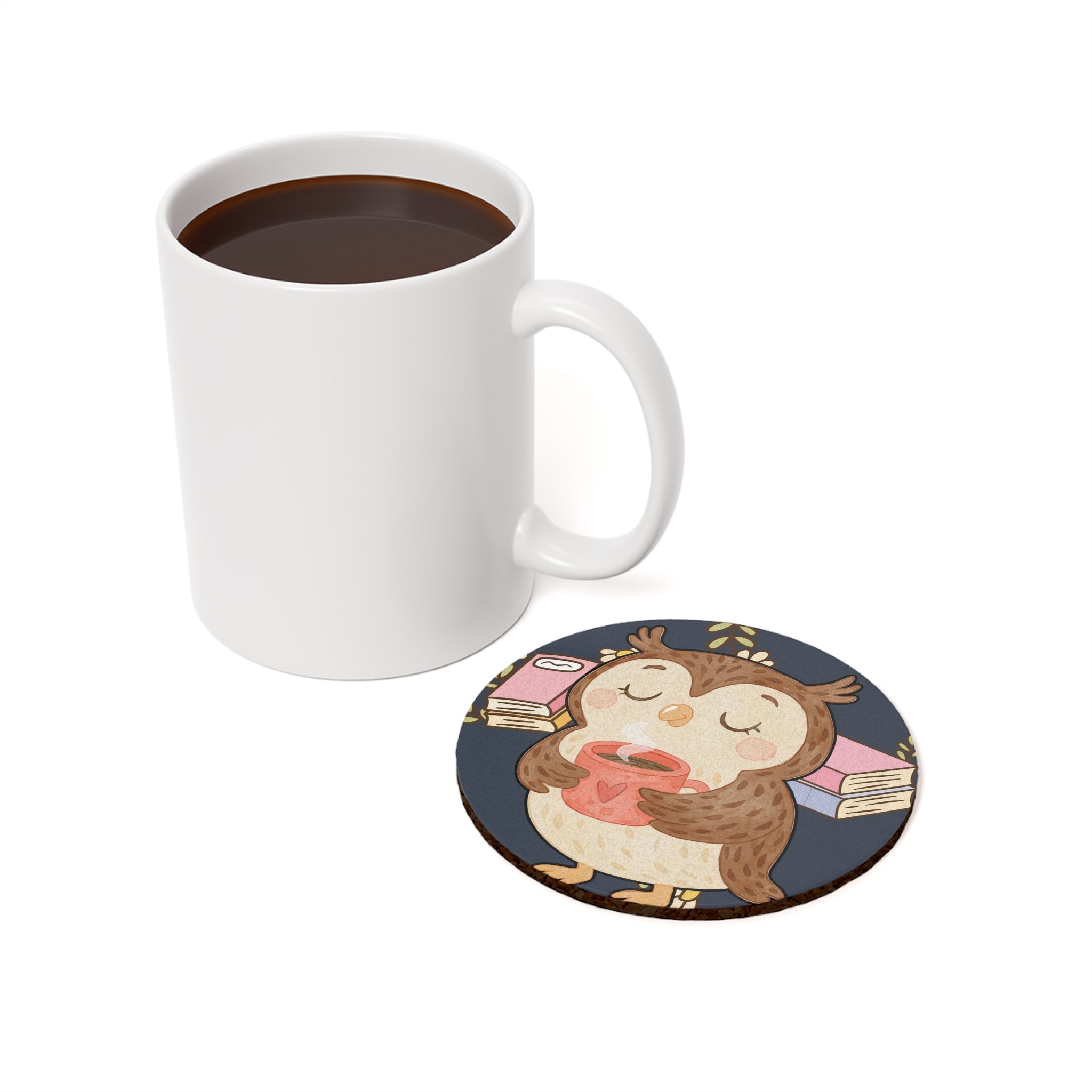 Cork Coaster, Cozy Owl Reading
