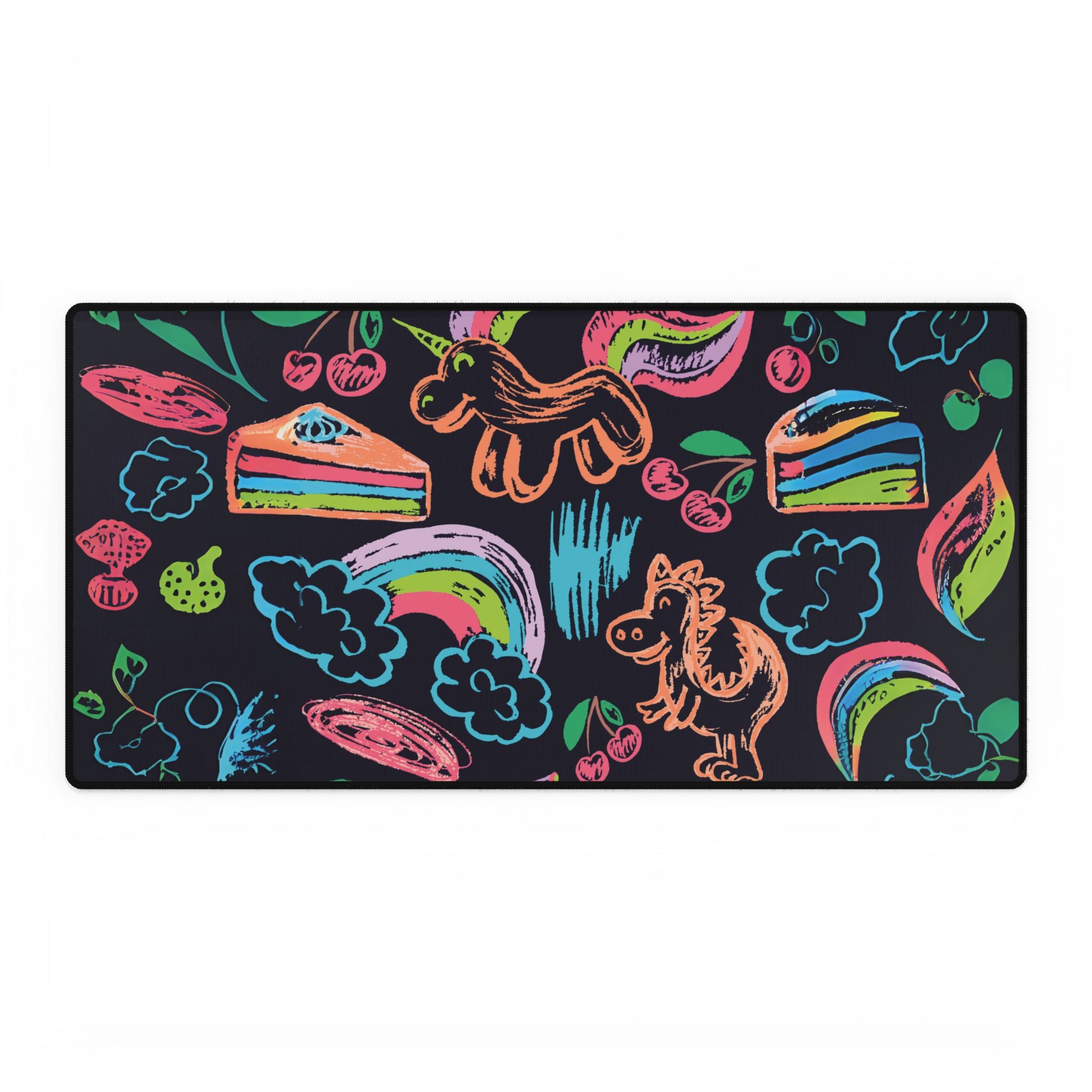 Desk Mats - Neon Dreams Rainbow Unicorns Cake Magic