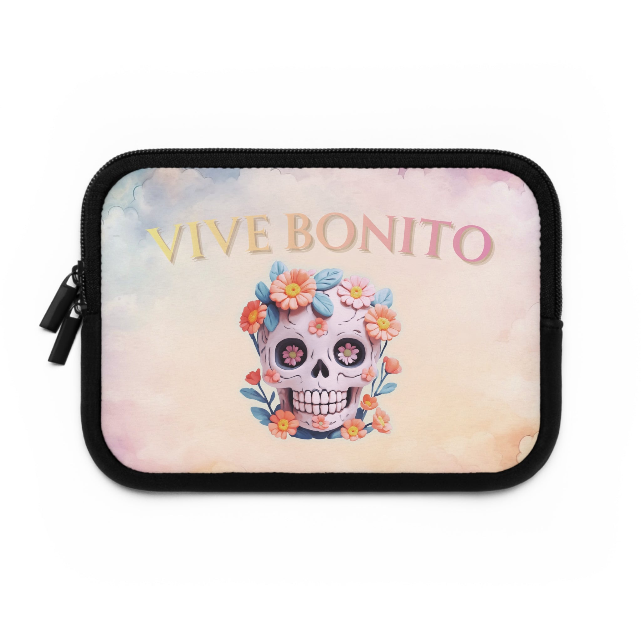 Boho Laptop Sleeve, Day of the Dead Skull Design