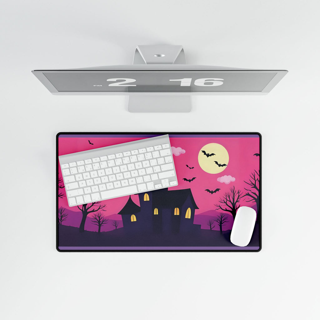 Desk Mat - Pink Haunted House Design