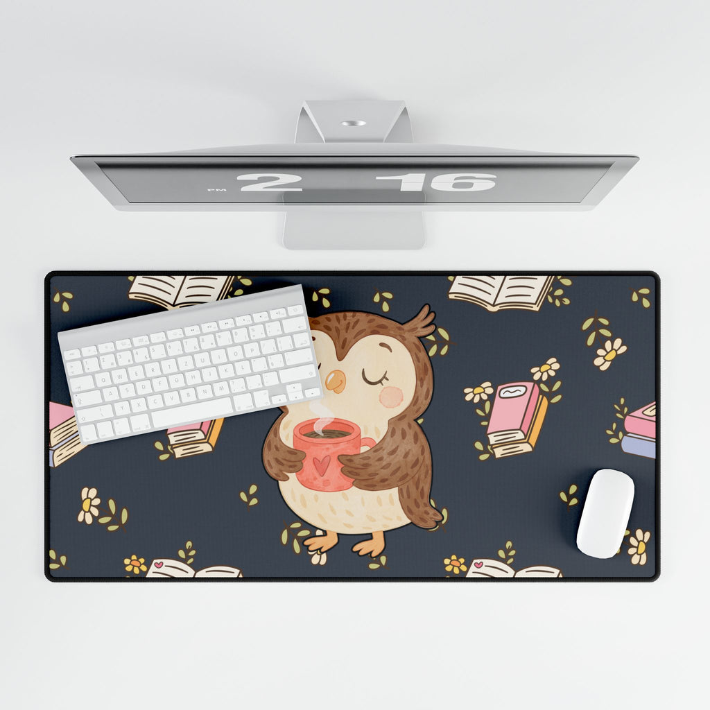 Desk Mat - Owl’s🦉 Coffee & Books Cozy Desk Pad
