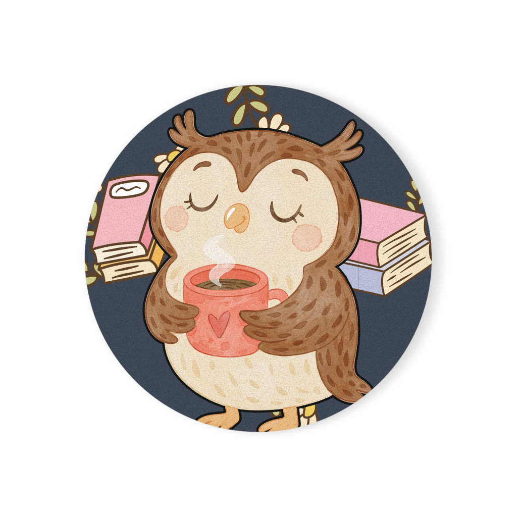 Cork Coaster, Cozy Owl Reading