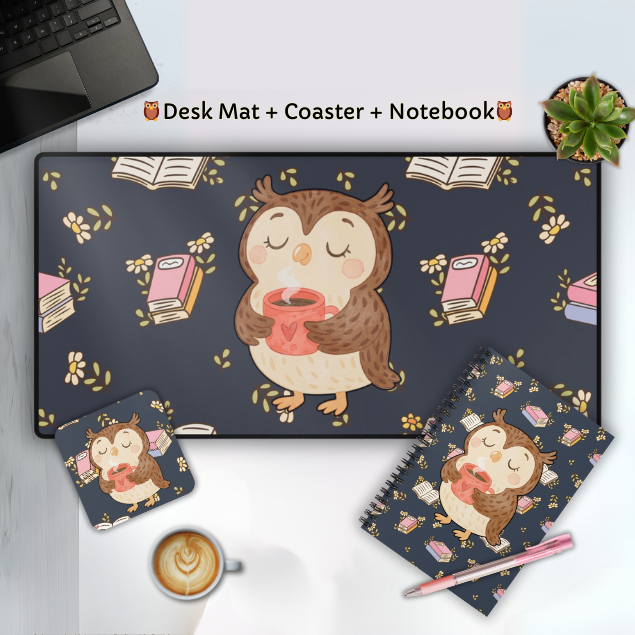 Cork Coaster, Cozy Owl Reading