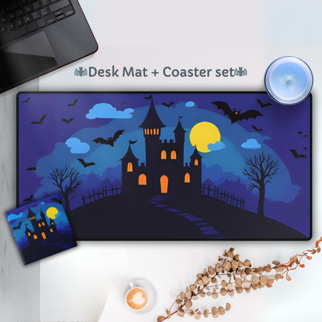 Ceramic Coaster - Spooky Haunted Castle Halloween Night