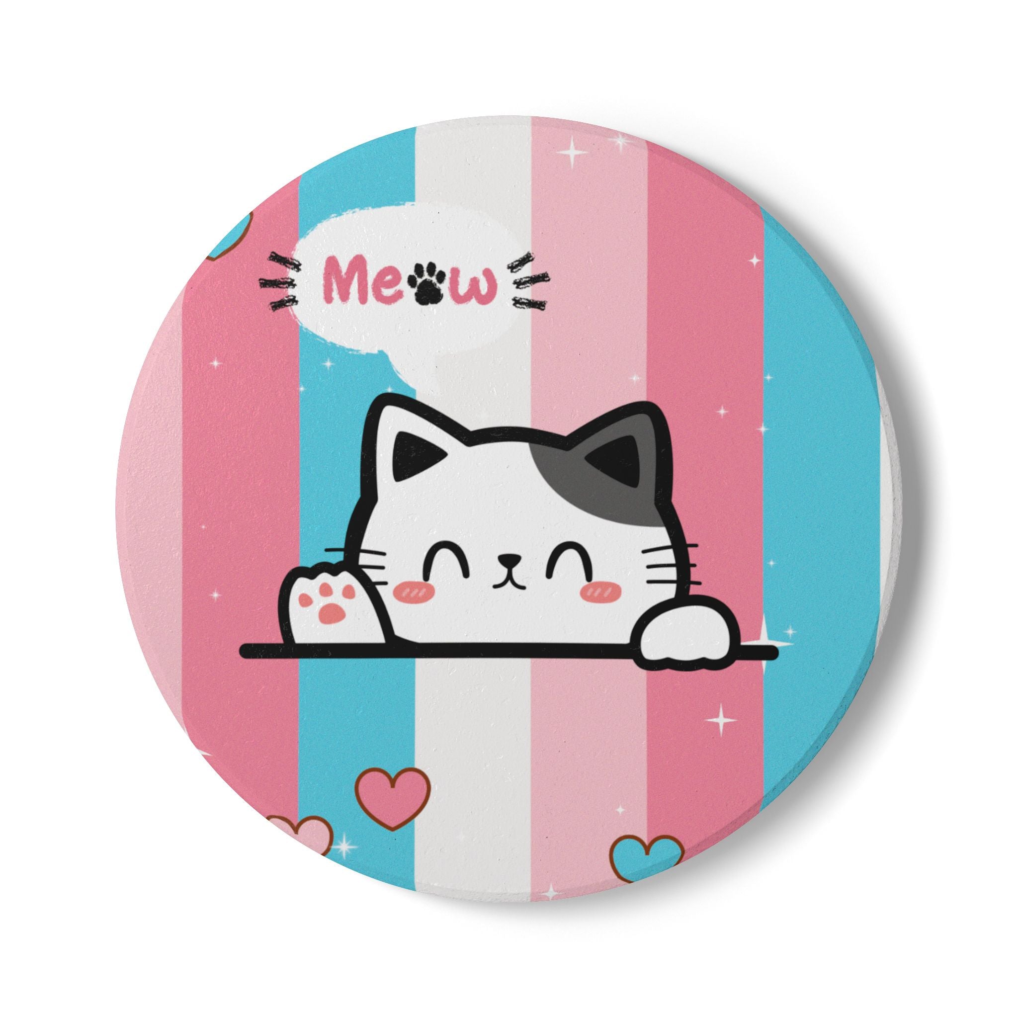 Ceramic Coaster - Cute Kitty Design