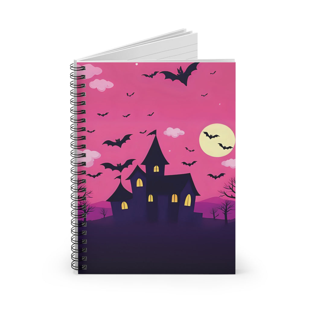 Spiral Notebook - Pink Haunted House Design