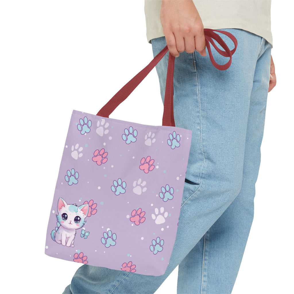 Pastel Paws Tote Bag - Cute Animal Print, Shopping Bag, Beach Bag, Eco-Friendly, Reusable Grocery Bag, Gift for Pet Lovers