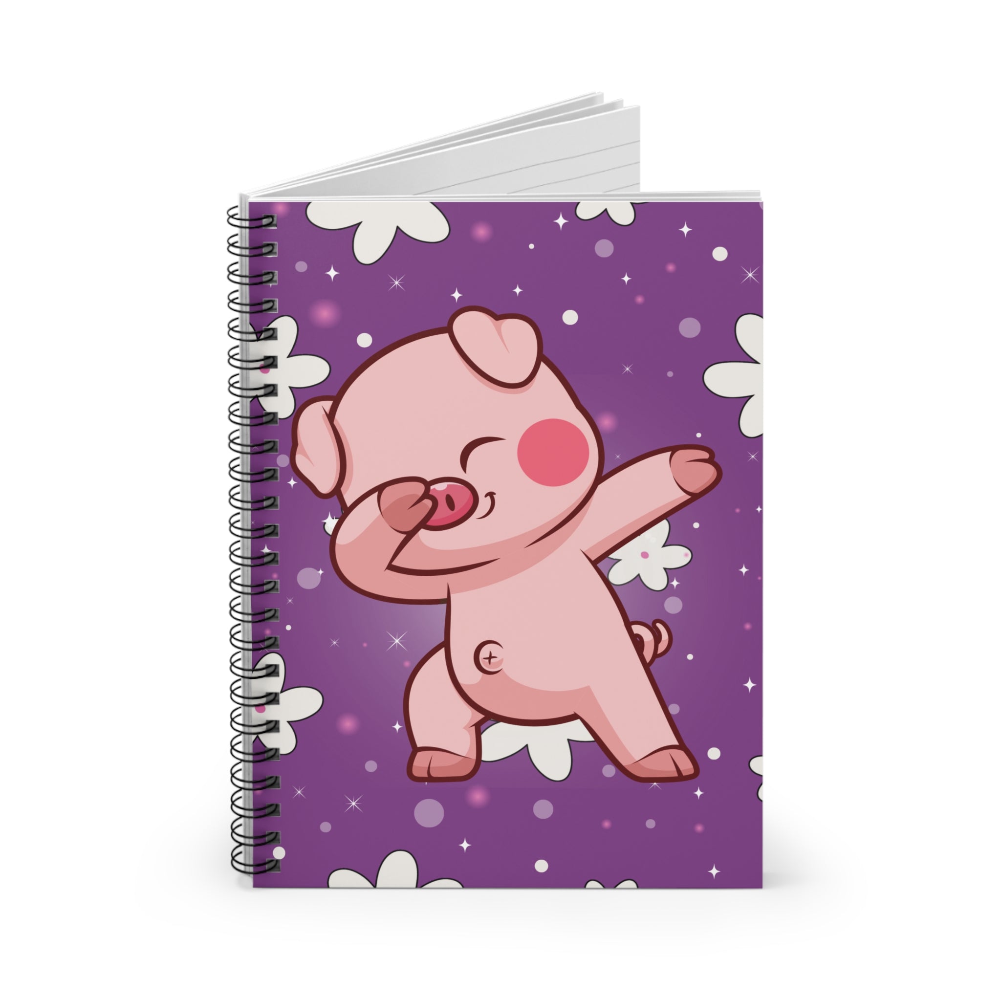 Spiral Notebook, Dabbing Piggy Journal, Cute Pig Theme Diary, Animal Lover Stationery, Funny Farm Animal Notepad, Ruled Line Notebook