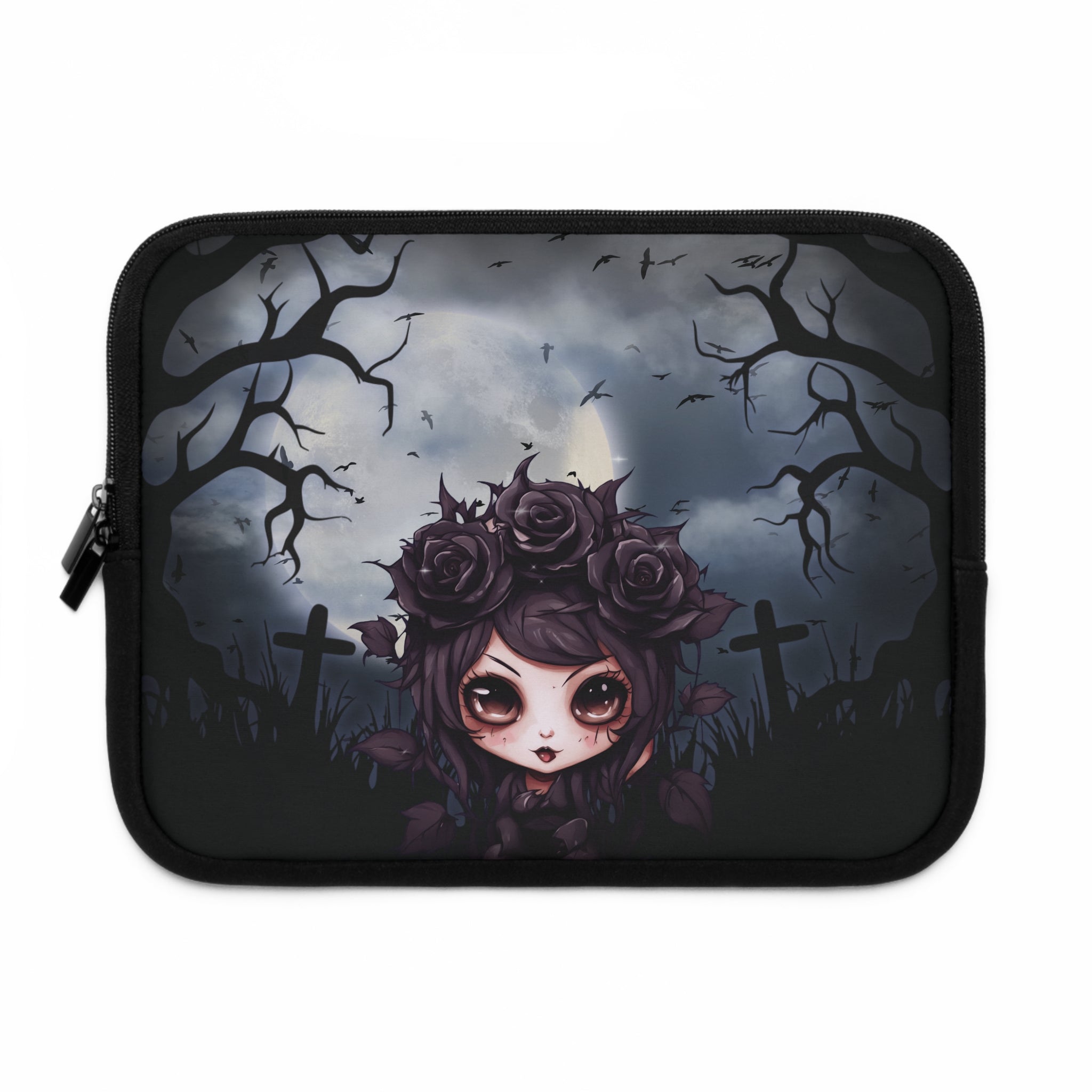 Gothic Laptop Sleeve, Dark Floral Computer Case