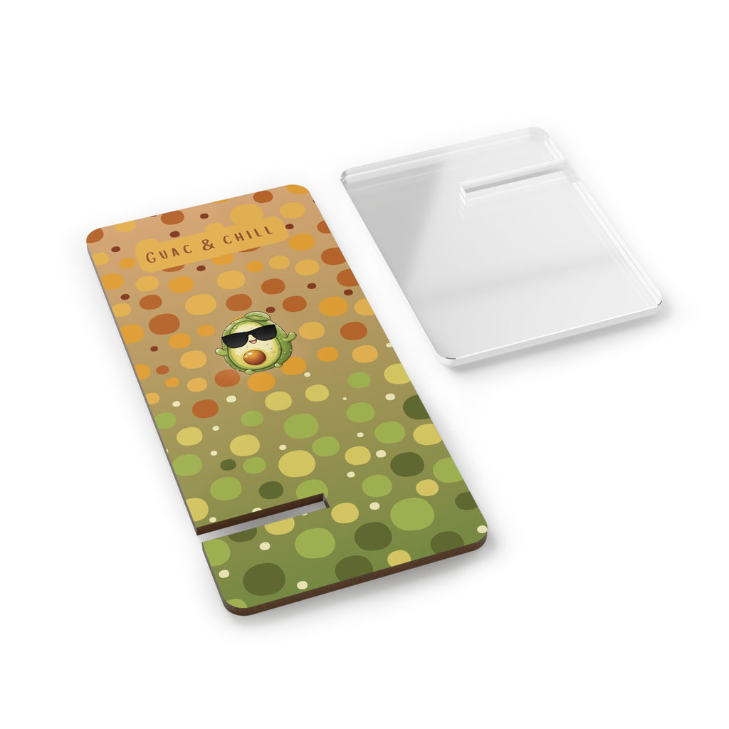 Phone Stand, Guac and chill Mobile Display Holder for Smartphones, Docking Station, Desk Organizer, Tech Accessory, Fun Avocado Design Stand