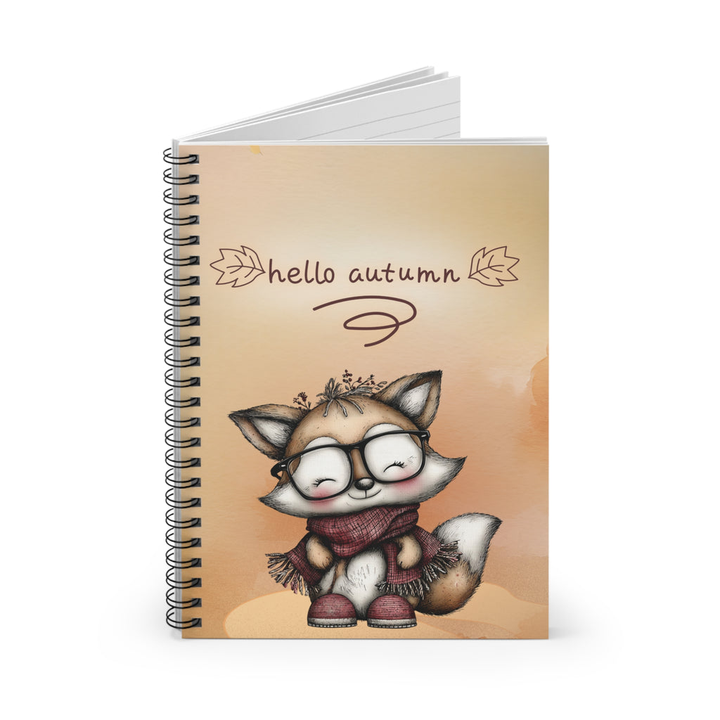 Notebook - Hello Autumn Cute Fox Ruled Line Spiral Notebook