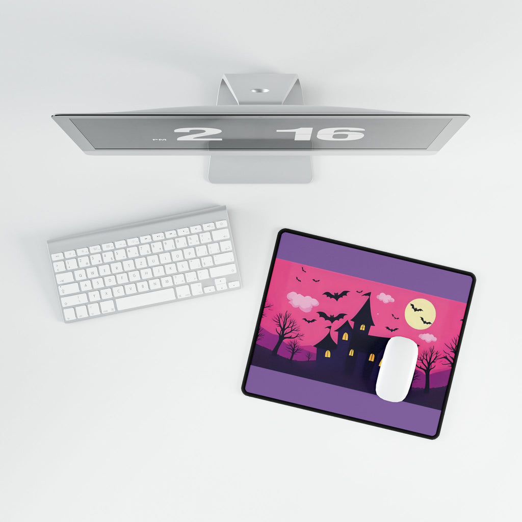 Desk Mat - Pink Haunted House Design