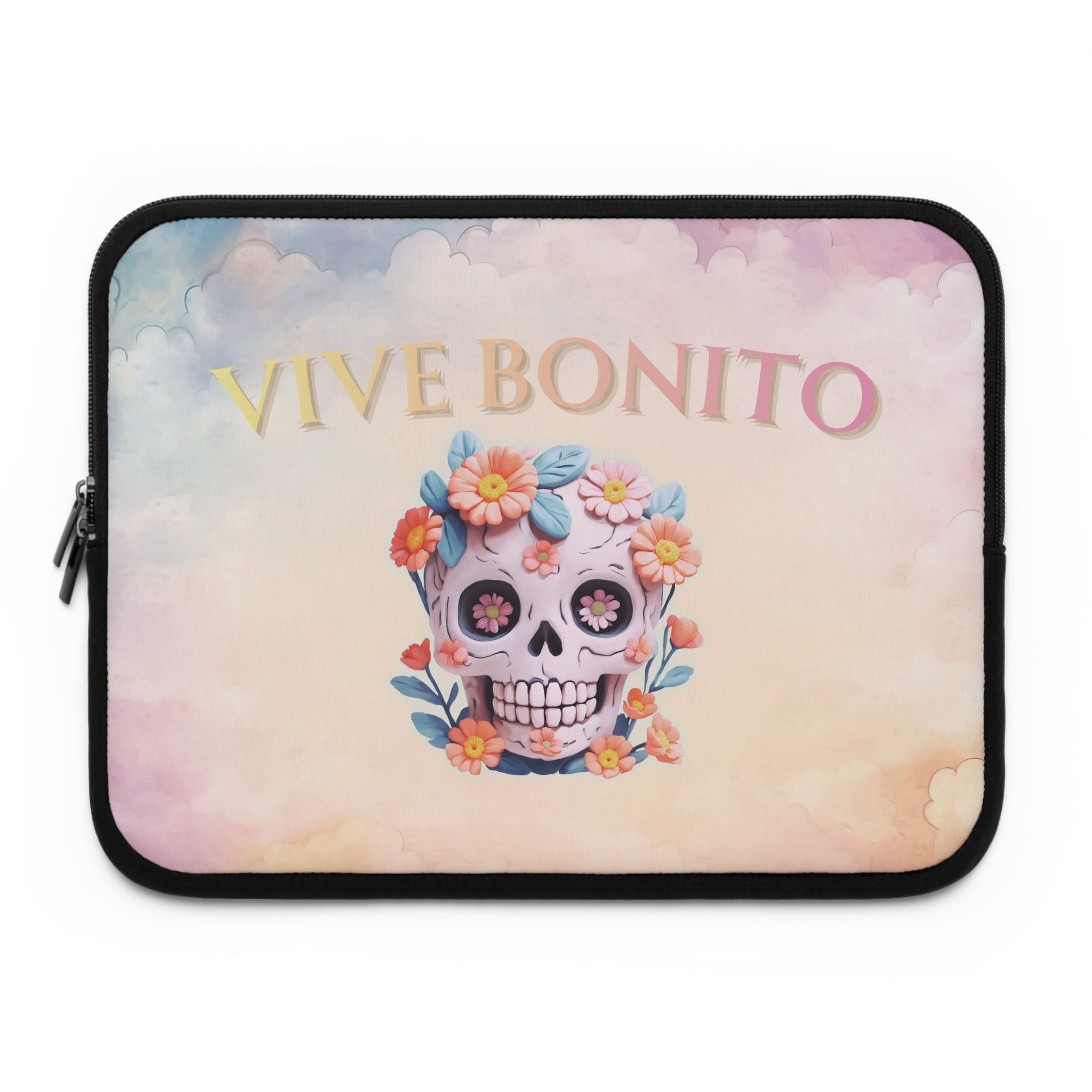 Boho Laptop Sleeve, Day of the Dead Skull Design