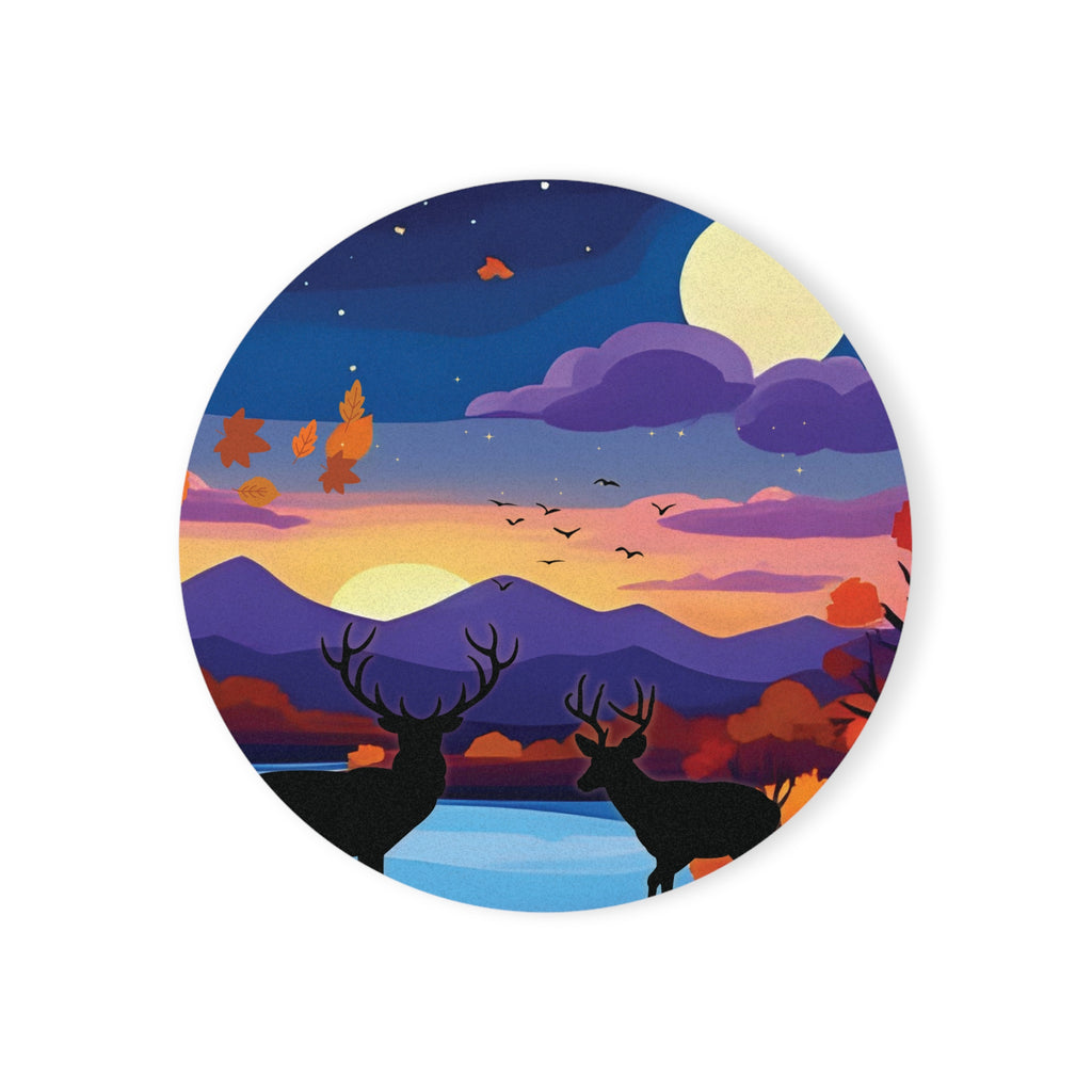 Cork Coaster Set, Harvest Moon Drink Coasters, Autumn Home Decor, Fall Table Accessories, Thanksgiving Gift, Kitchen Barware