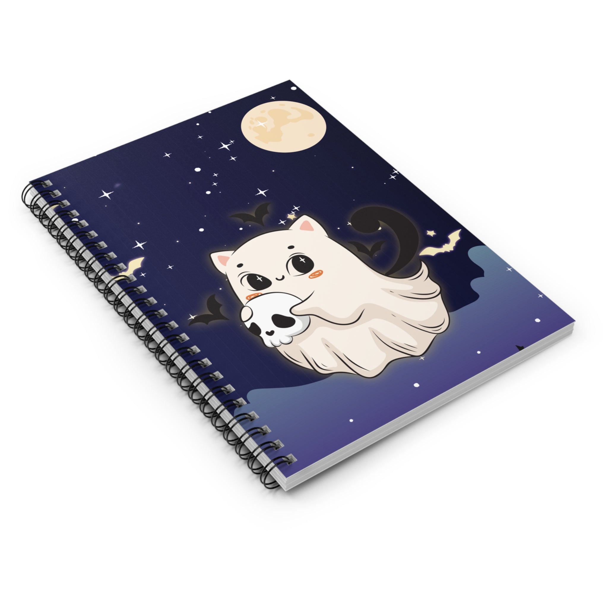 Spiral Notebook - Moonlit Cat Dreams, Ruled Line Journal