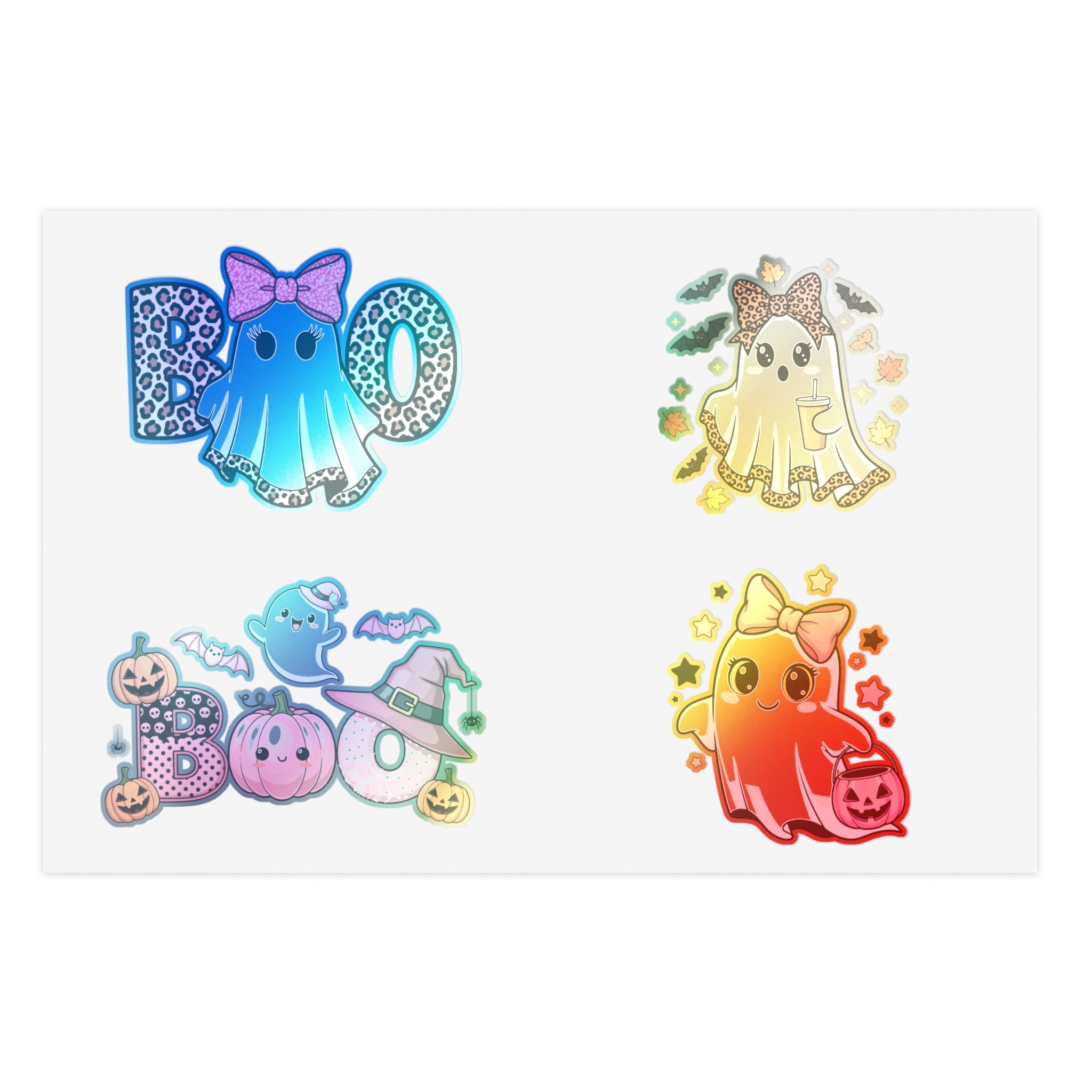 Boo Ghost Sticker Sheet Bundle, Halloween Cute Ghost Stickers