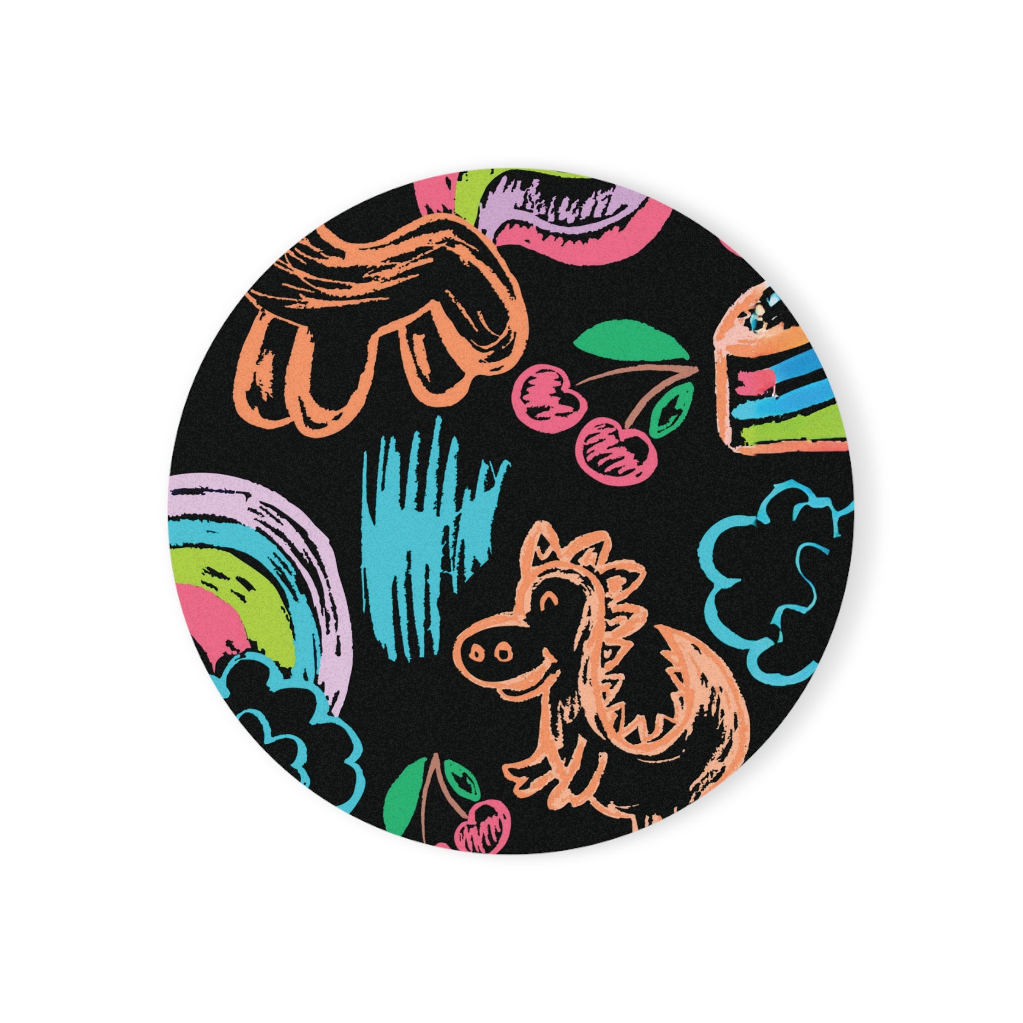 Coaster Set Neon Dreams Rainbow Unicorns Cake Magic Clouds