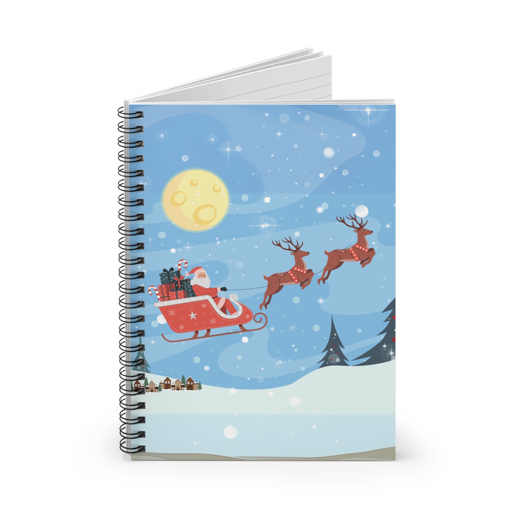 Spiral Notebook Santa Sleigh Ride Christmas - Ruled Line