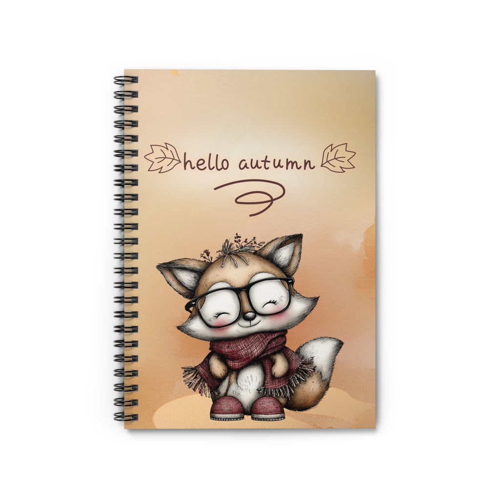 Notebook - Hello Autumn Cute Fox Ruled Line Spiral Notebook
