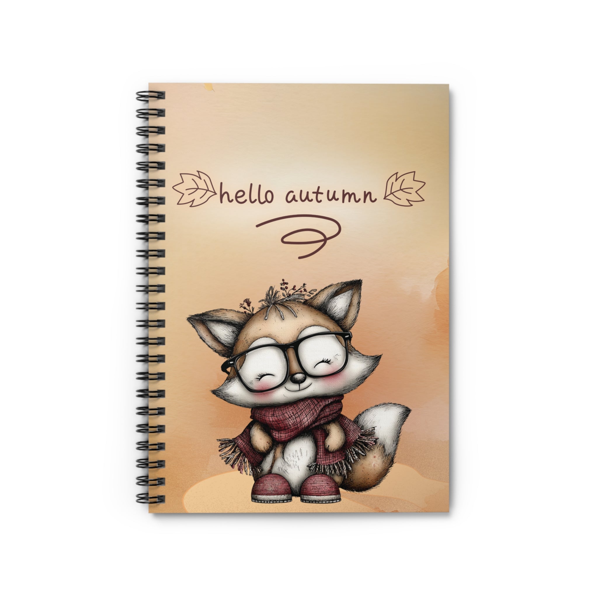 Notebook - Hello Autumn Cute Fox Ruled Line Spiral Notebook