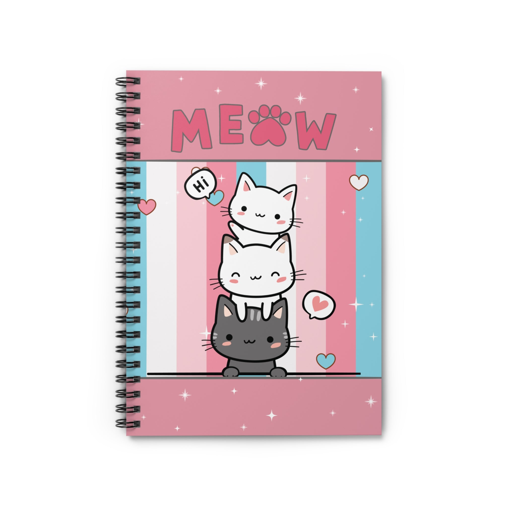 Stacked Kitties Spiral Notebook - Ruled Line