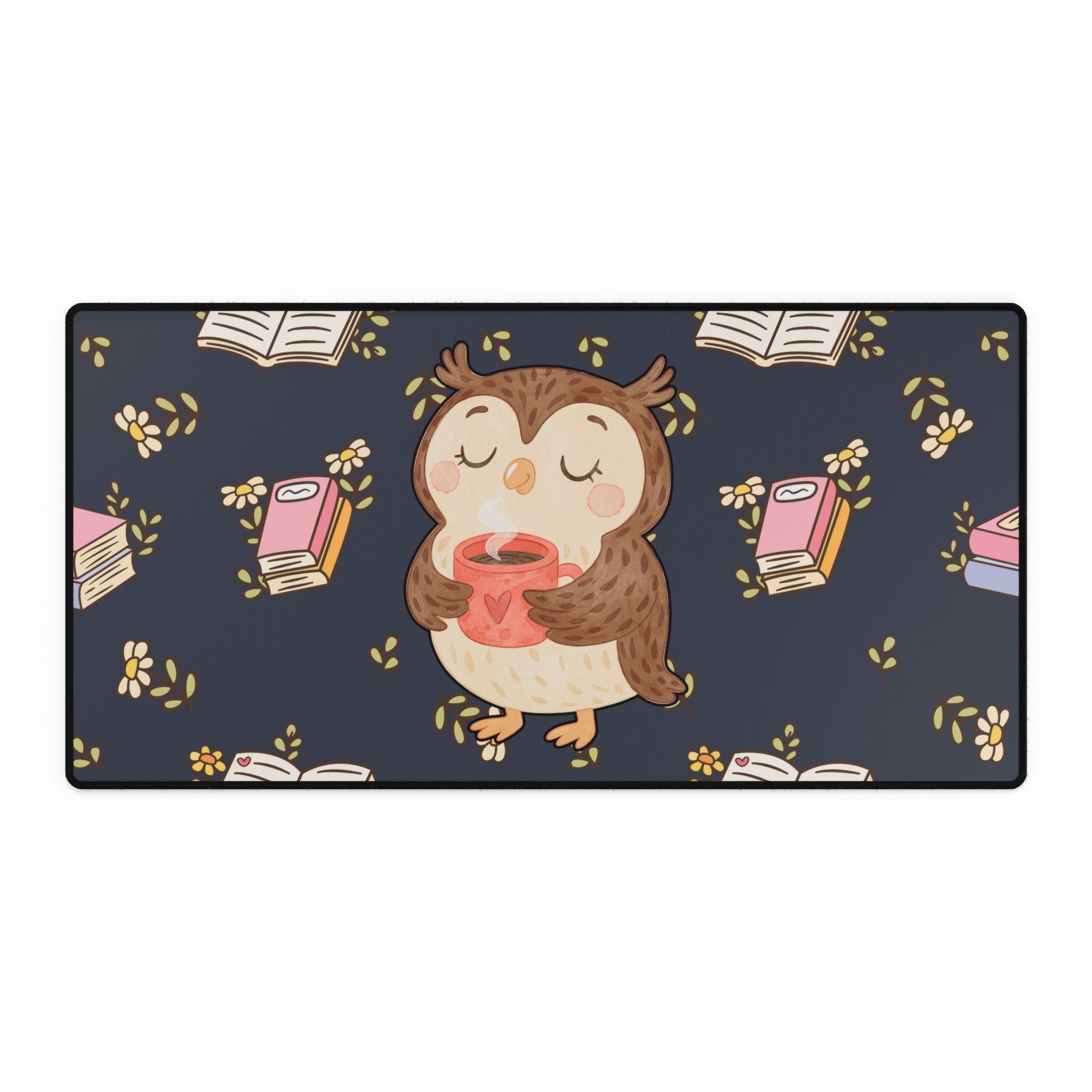 Desk Mat - Owl’s🦉 Coffee & Books Cozy Desk Pad