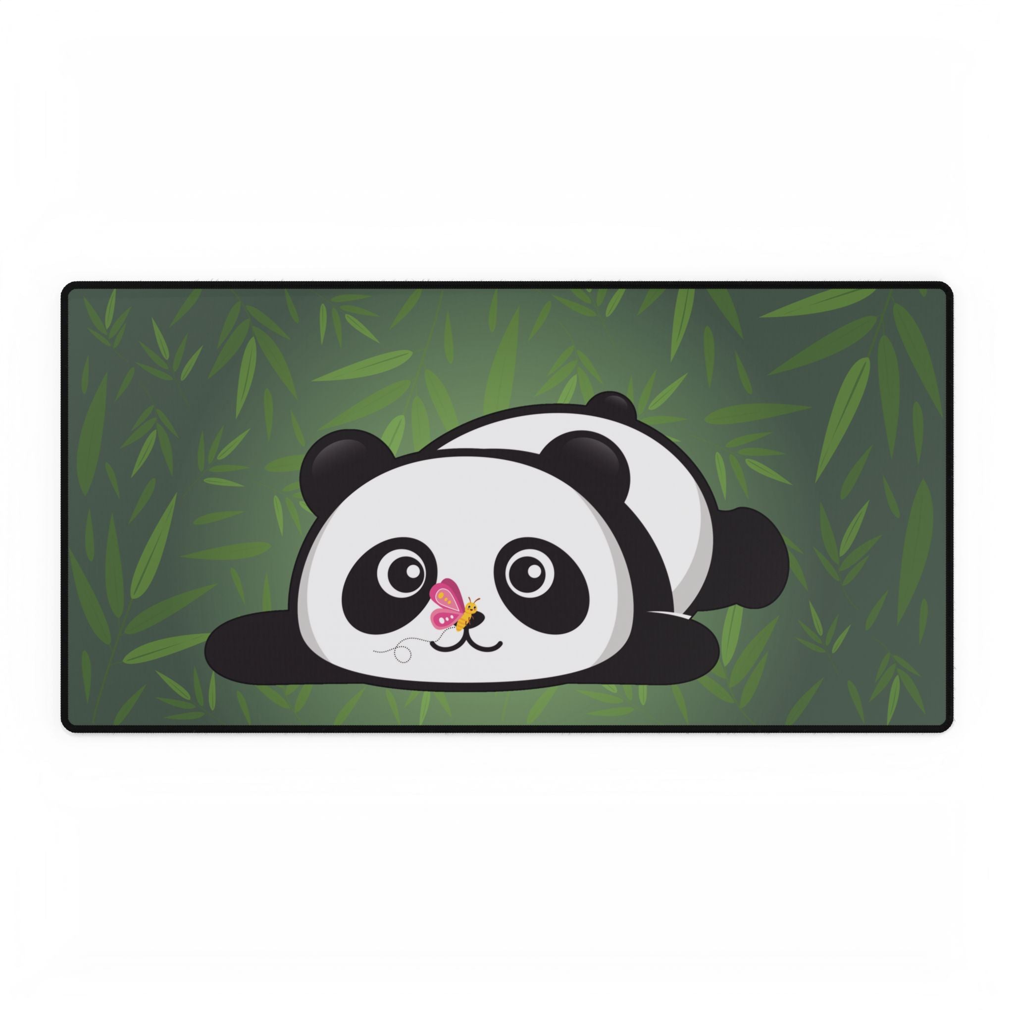 Desk Mat - Cute Panda Bamboo Forest with Butterfly Design | Kawaii Animal Gift