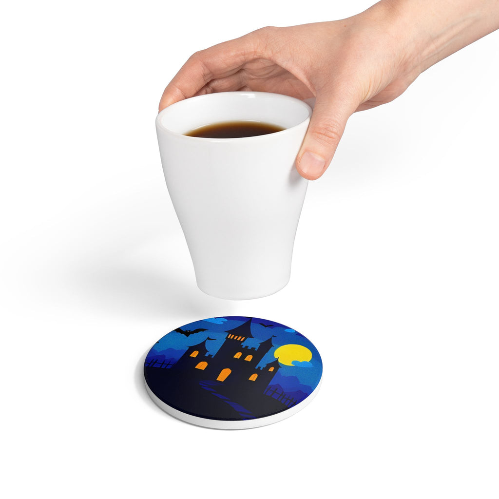 Ceramic Coaster - Spooky Haunted Castle Halloween Night