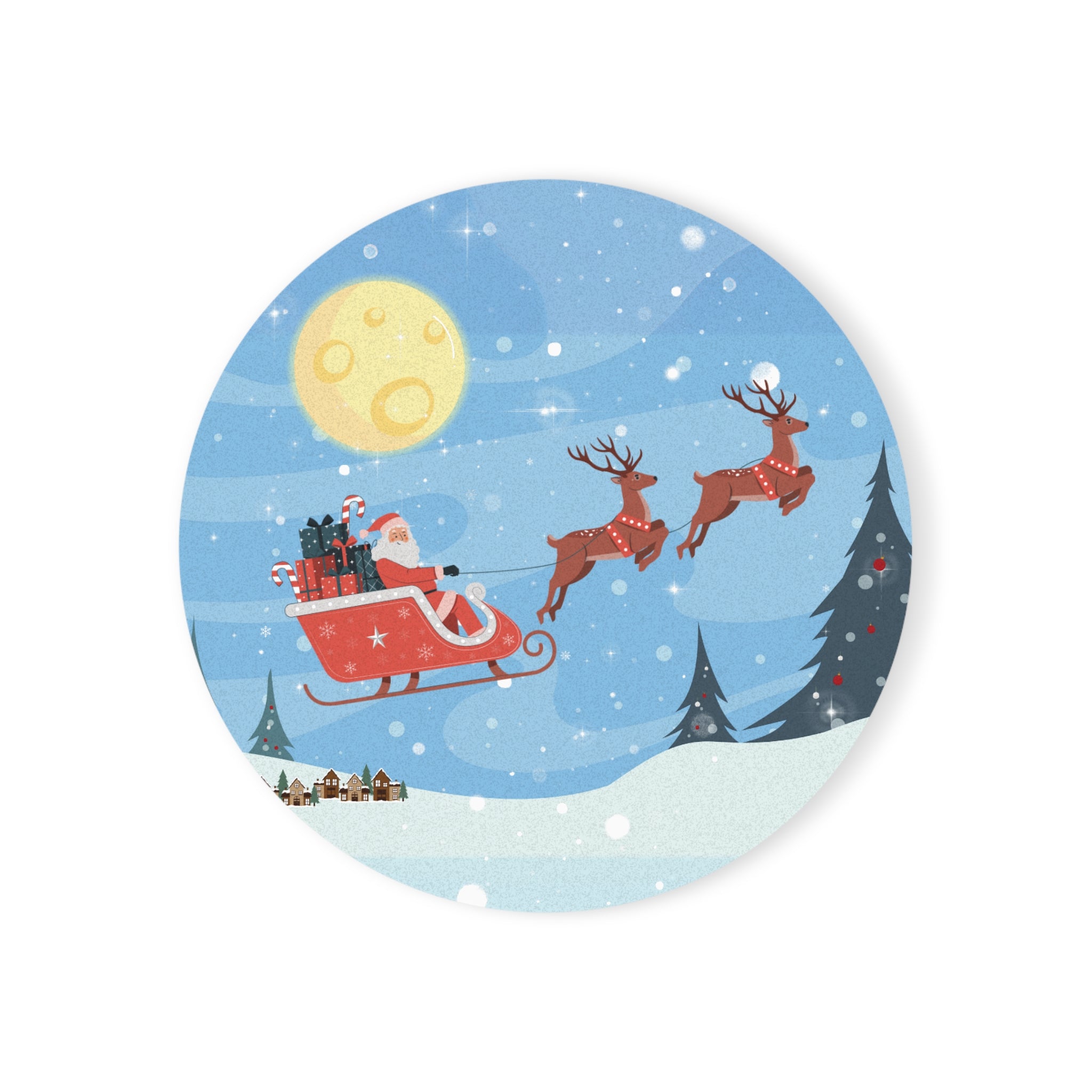 Coaster Set Santa Sleigh Ride Christmas