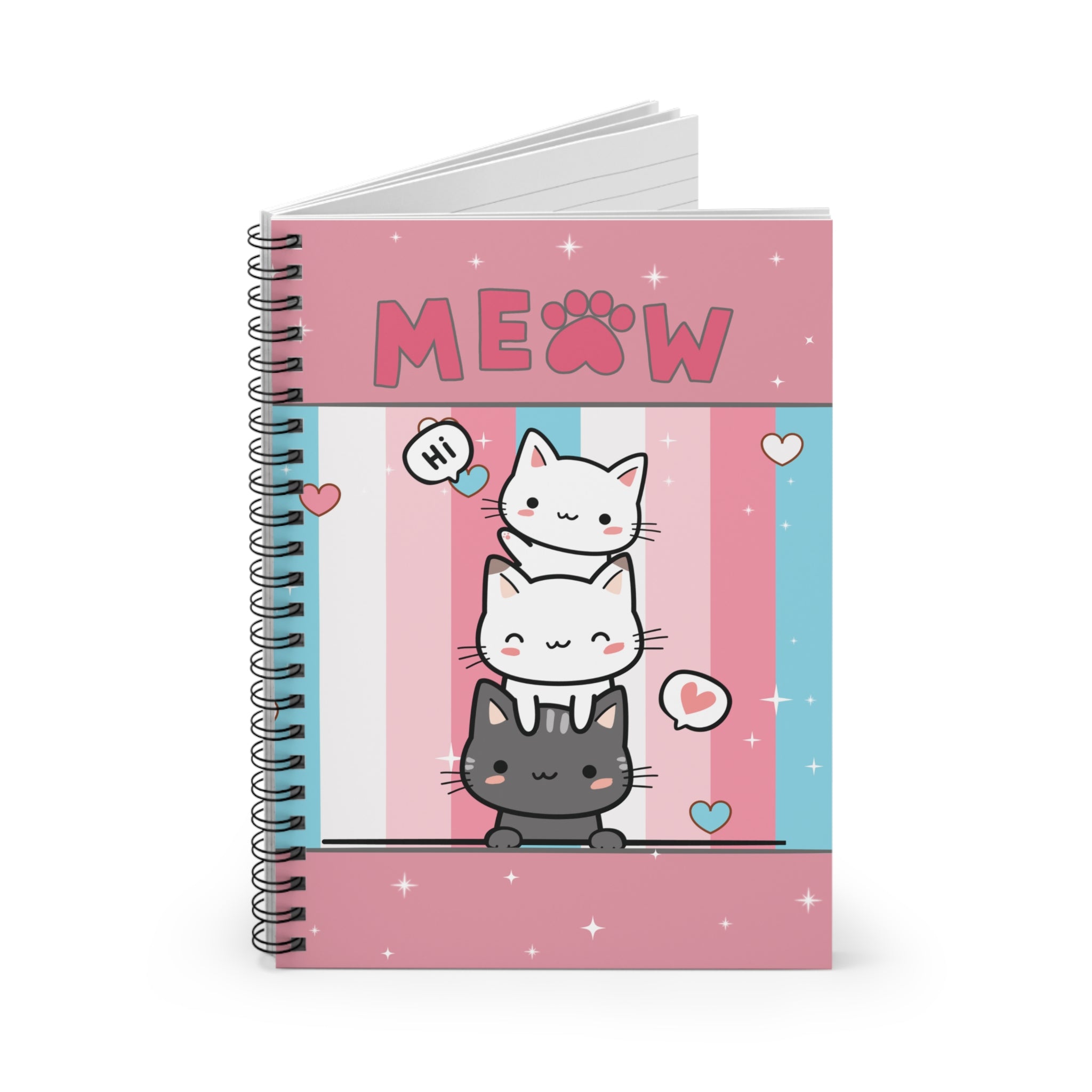 Stacked Kitties Spiral Notebook - Ruled Line