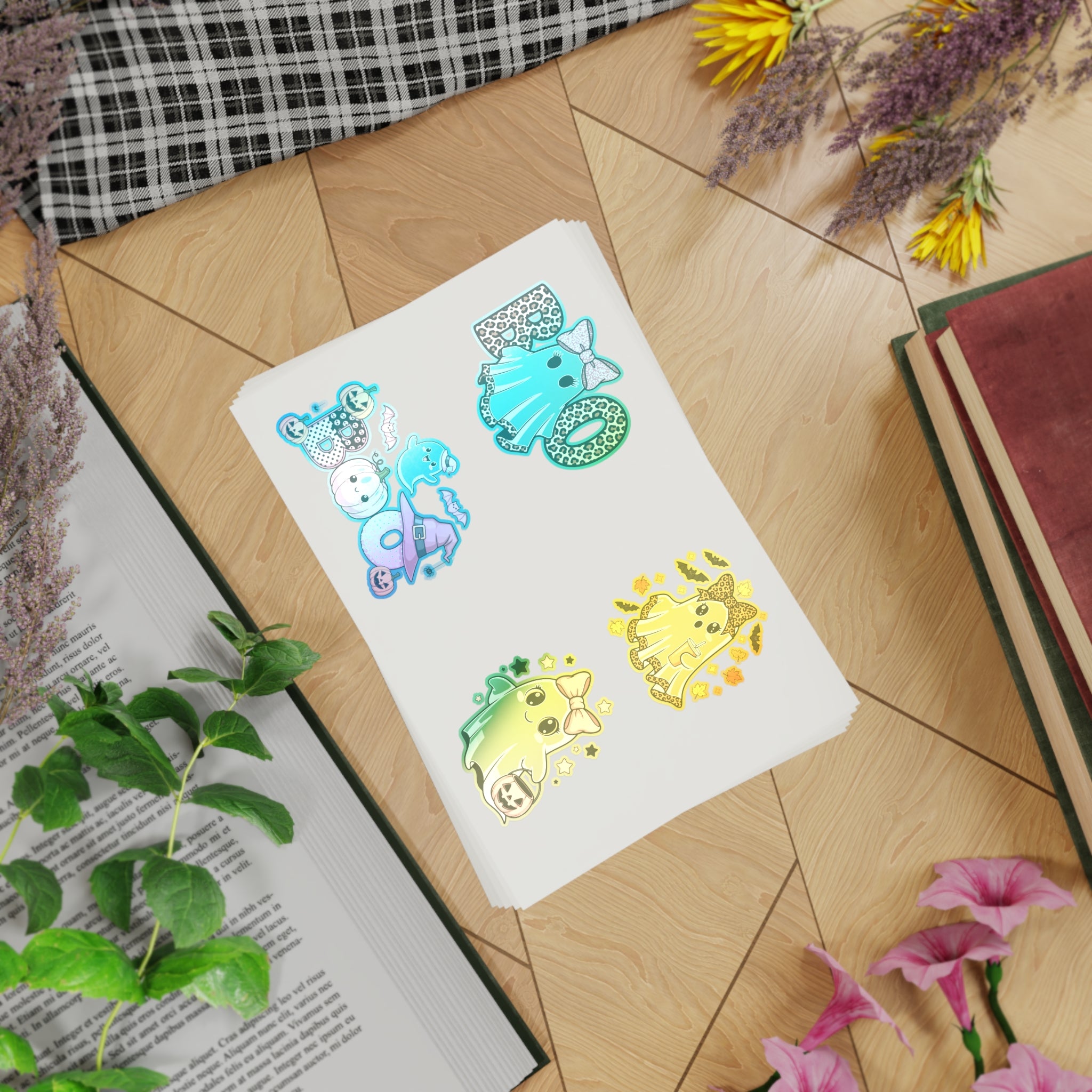 Boo Ghost Sticker Sheet Bundle, Halloween Cute Ghost Stickers