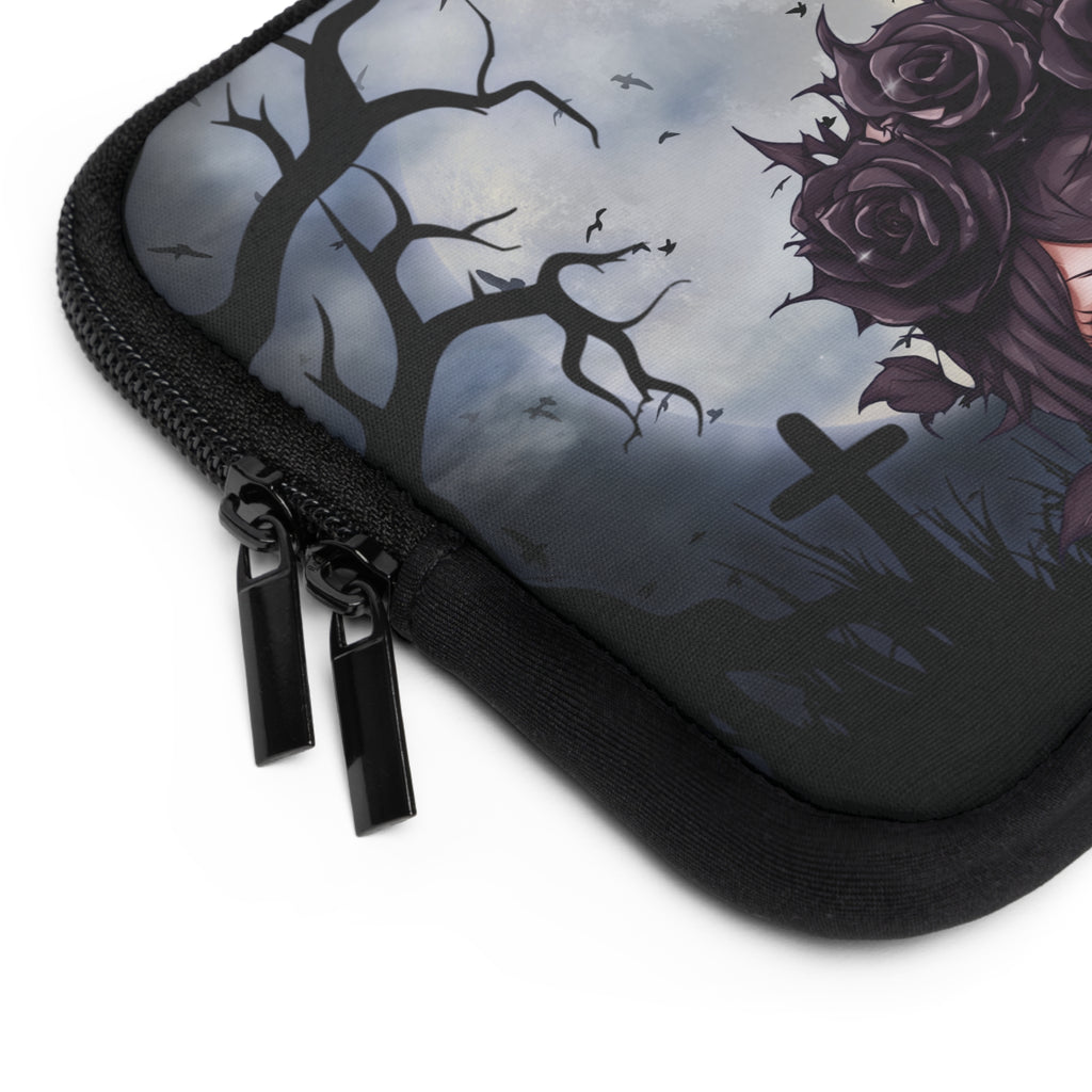 Gothic Laptop Sleeve, Dark Floral Computer Case