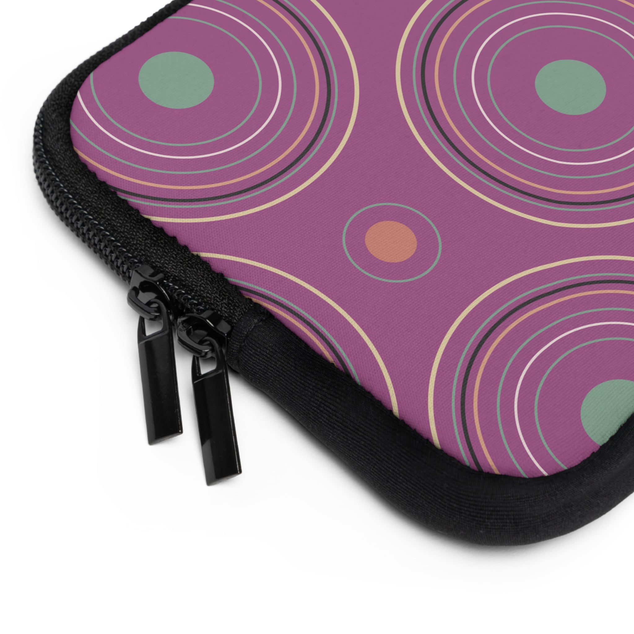 Midnight Whiskers Laptop Sleeve - Retro Mauve & Mint Tones, Protective Computer Case, Stylish Electronics Cover, Trendy Tech Gear, Unique