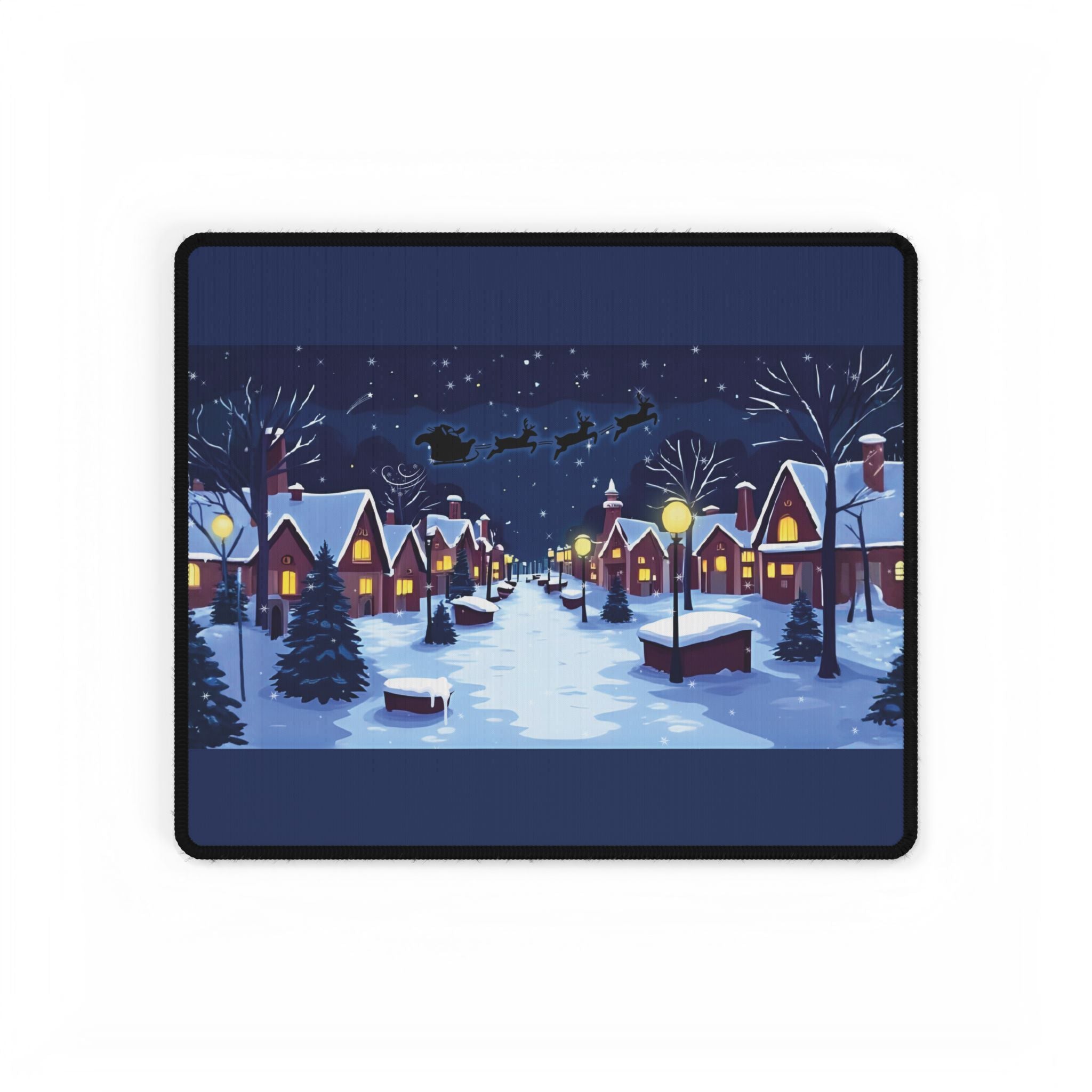 Desk Mat - Magical Christmas Village Santa Sleigh Design
