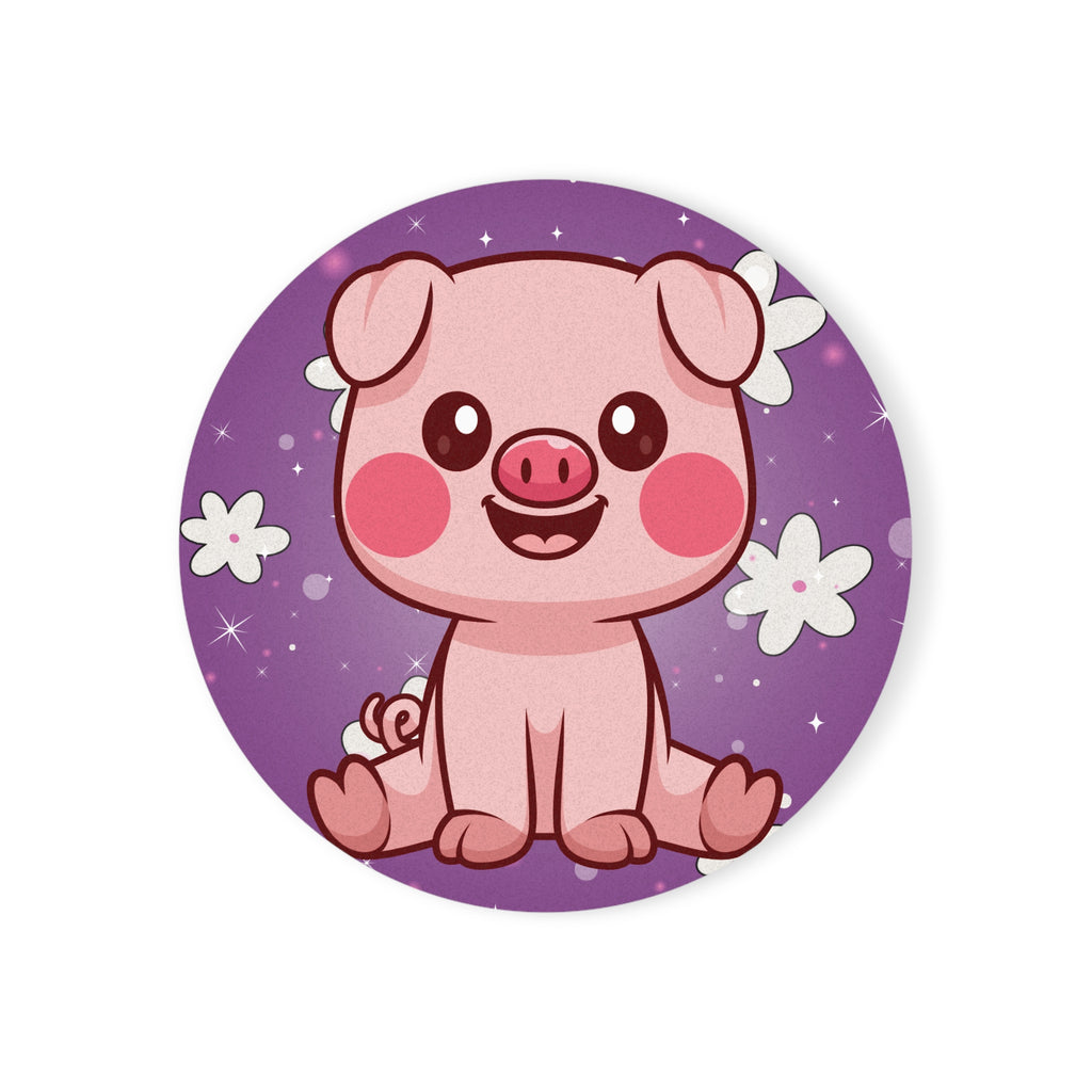 Cartoon Pig Coaster, Drink Coaster, Cork Back Coaster, Cute Piggy Mat, Animal Lover Gift, Farmhouse Decor