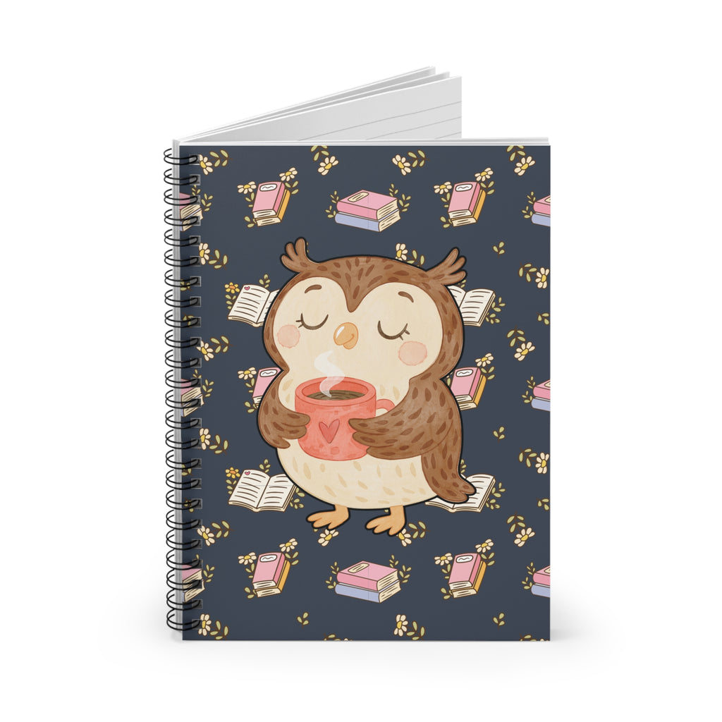 Spiral Notebook - Cute Cozy Owl Reading