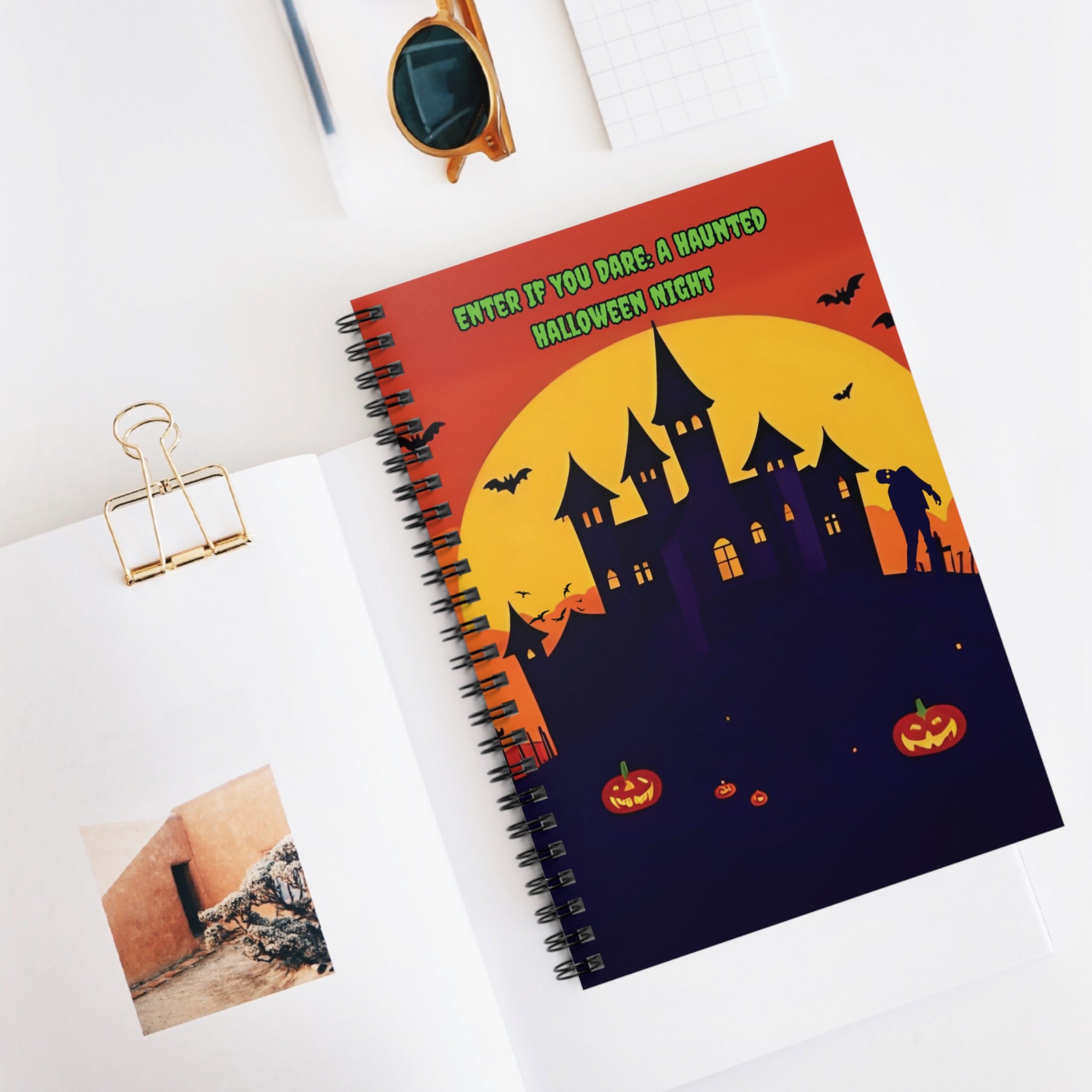 Spiral Notebook - Haunted Halloween Night Ruled Line