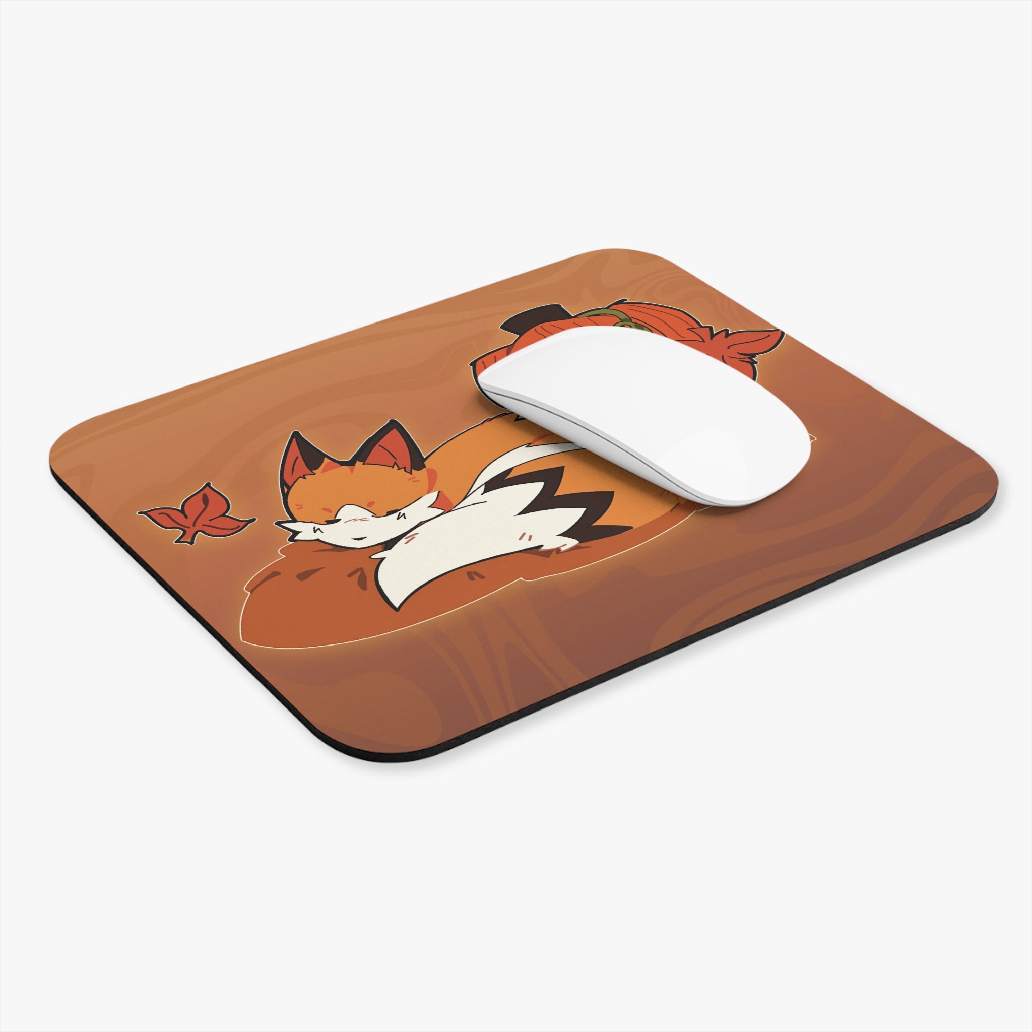 Rectangle Mouse Pad - Autumn Cozy Fox, Fall Desk Accessories
