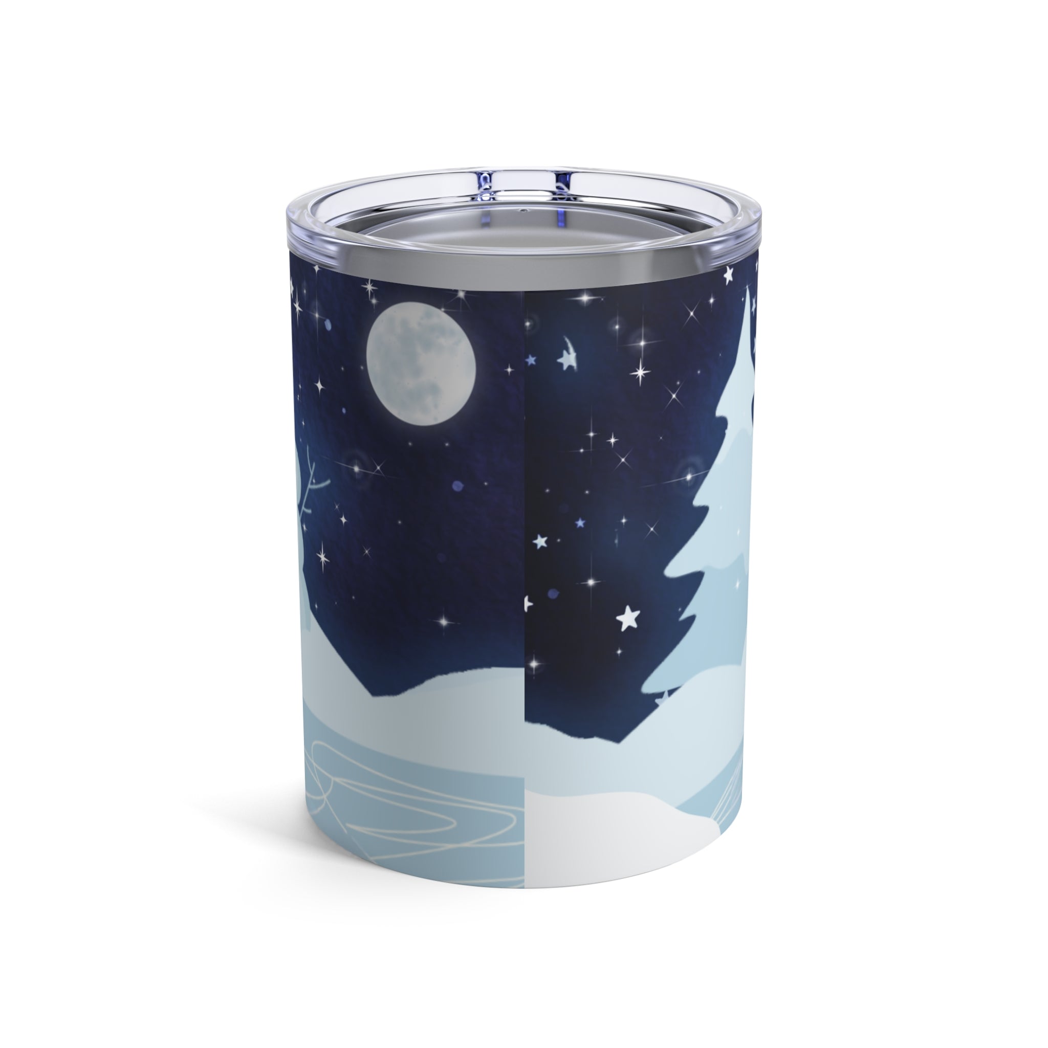 Tumbler Mug Cozy Winter Penguin Skating Under the Stars 10oz