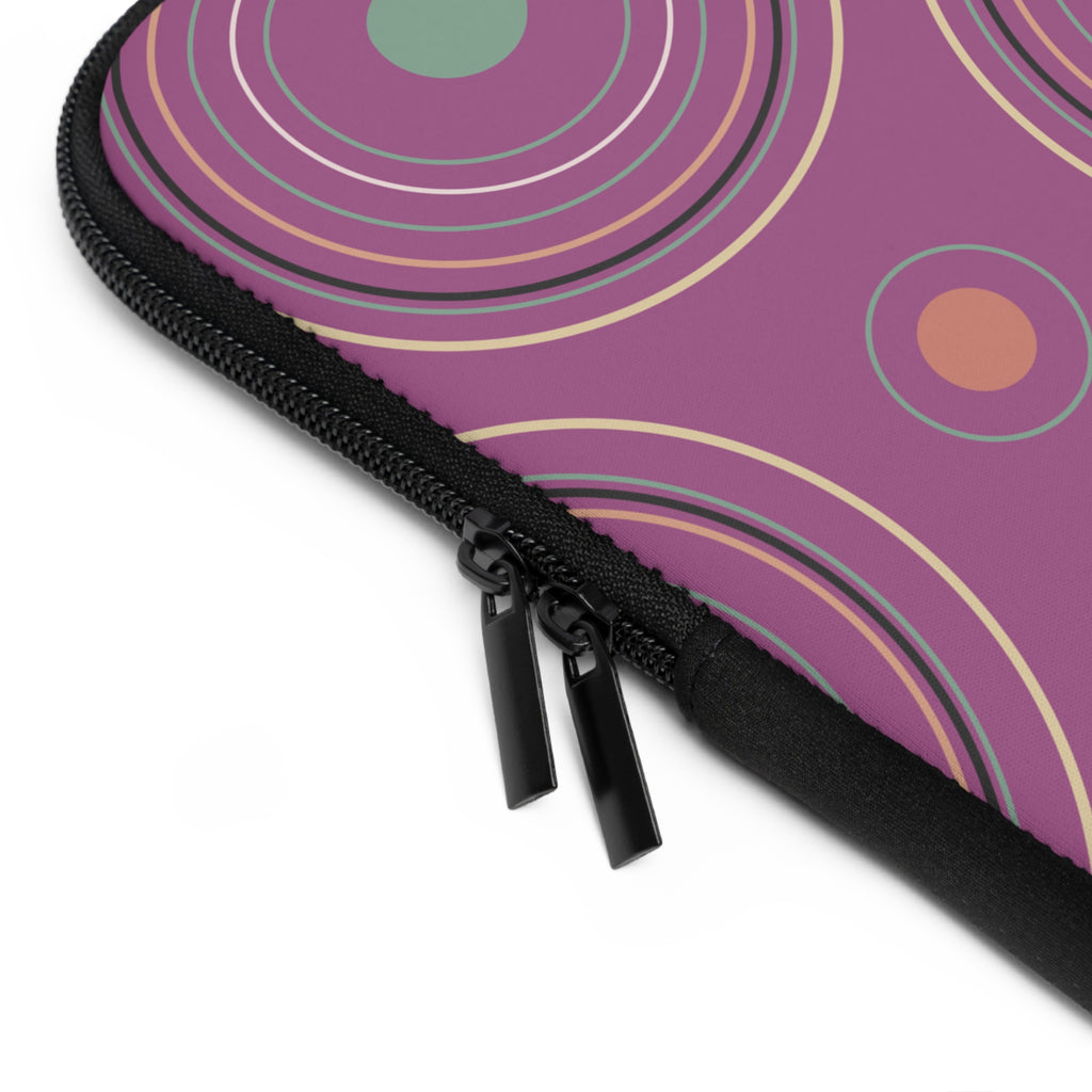 Midnight Whiskers Laptop Sleeve - Retro Mauve & Mint Tones, Protective Computer Case, Stylish Electronics Cover, Trendy Tech Gear, Unique