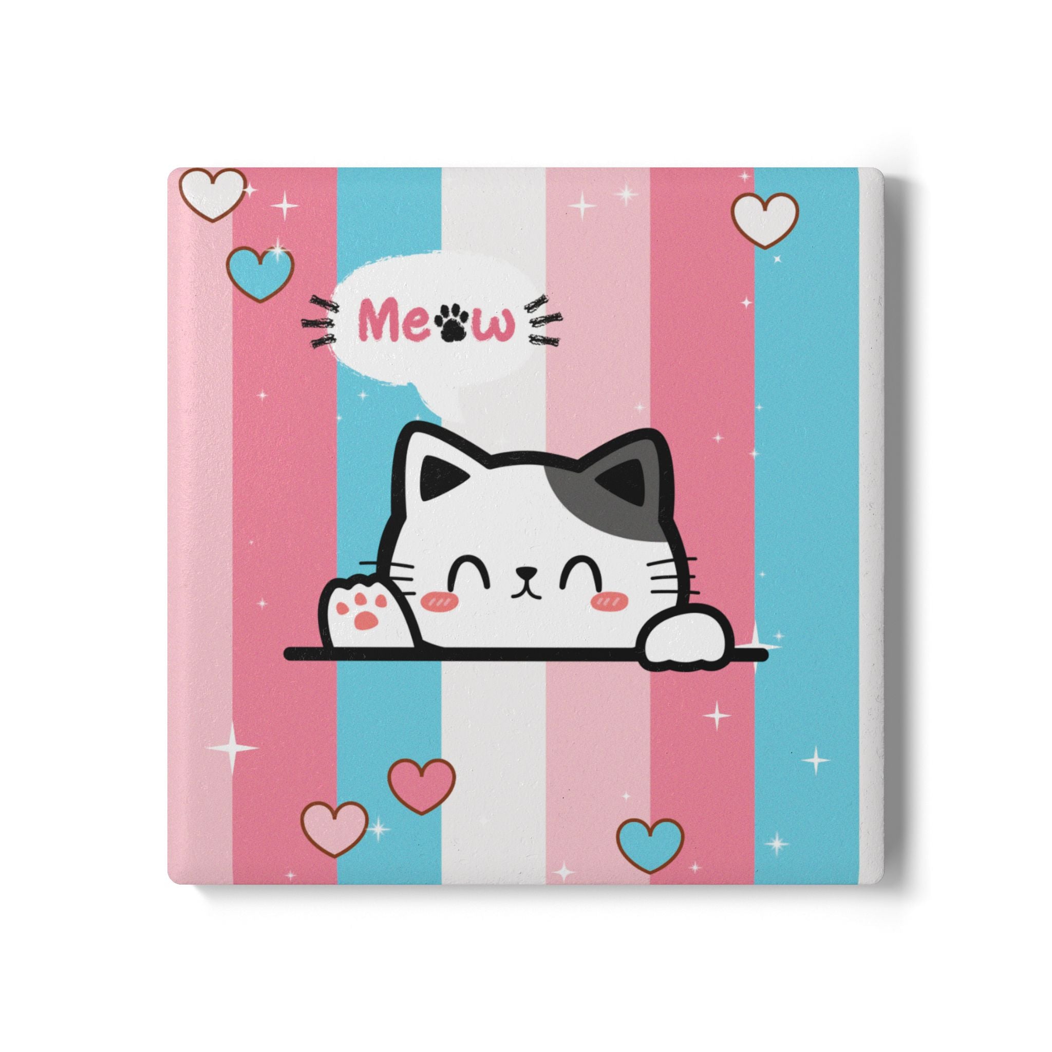 Ceramic Coaster - Cute Kitty Design